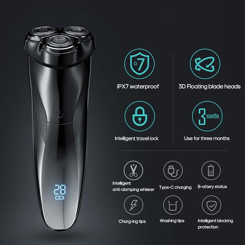 Best Electric Head Shavers for Bald Men - IPX7 Waterproof Wet/Dry Shaver with LCD Display - Perfect for Face, Beard & Head Shaving at Home or Travel