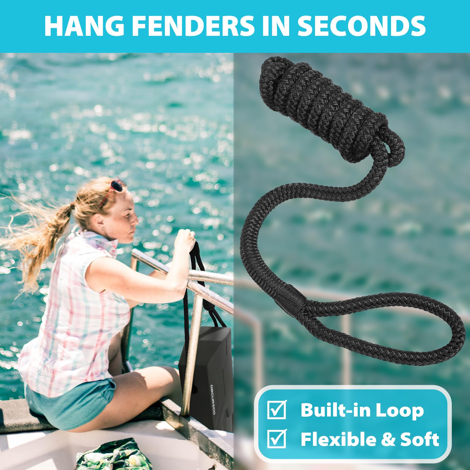 Boat Fender Lines 4-Pack - 3/8