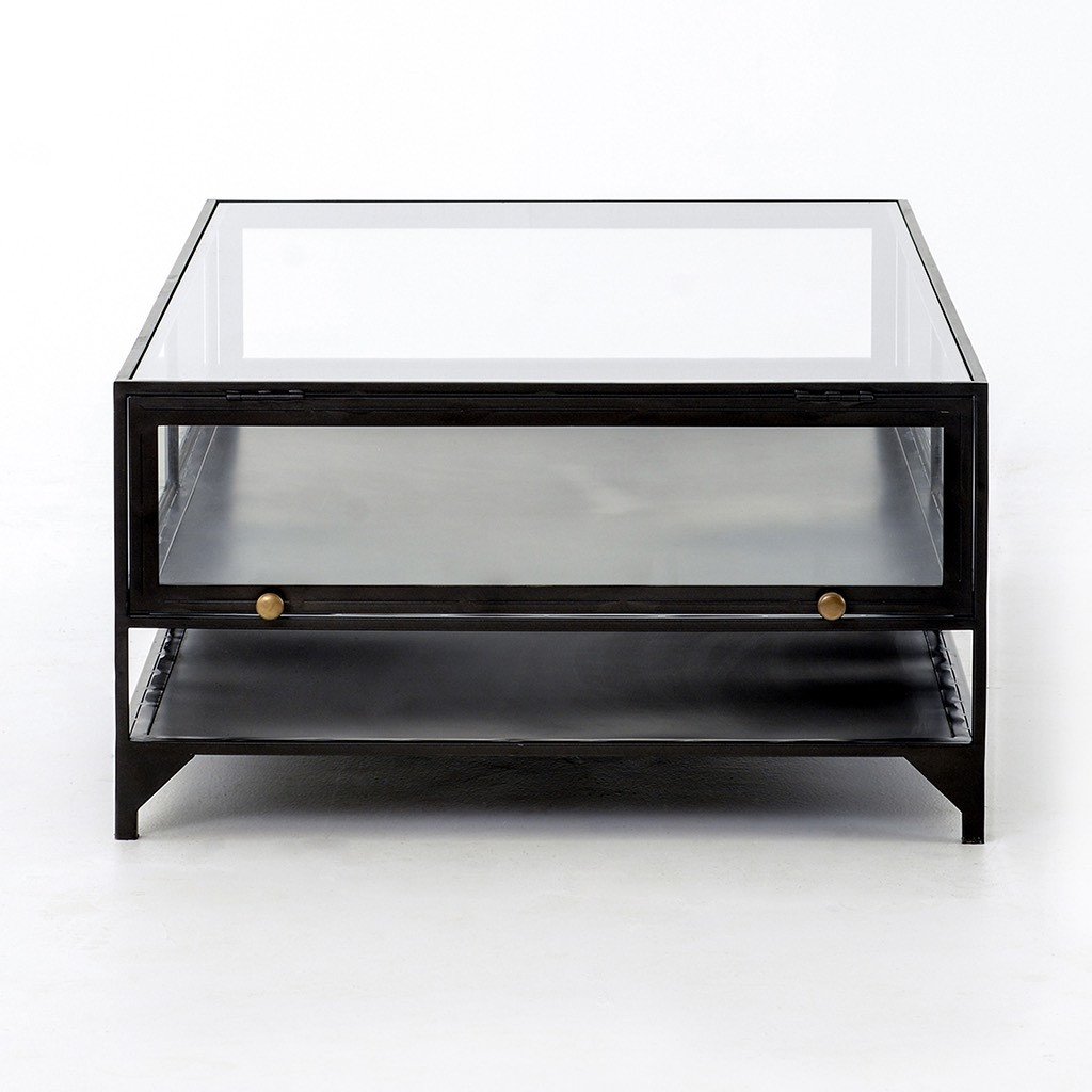 Modern Black Shadow Box Coffee Table with Storage - Stylish Living Room Centerpiece for Home Decor