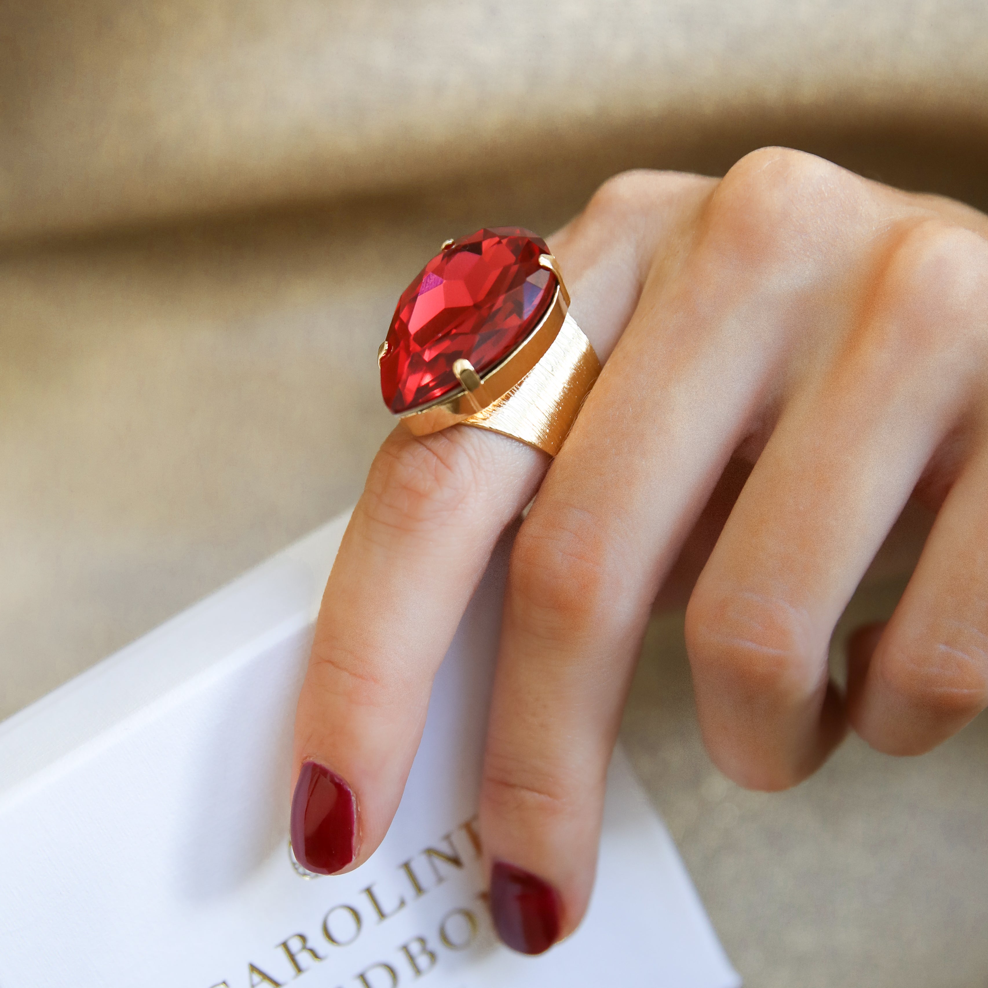 Elegant Mulberry Red Drop Ring - Perfect for Weddings, Parties & Special Occasions | Dainty & Stylish Jewelry