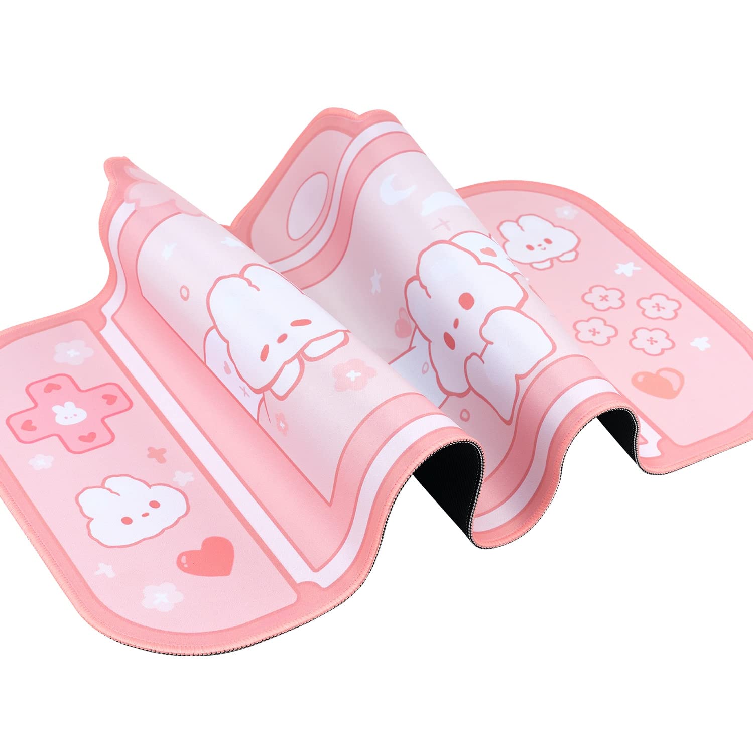 BelugaDesign Bunny Desk Pad - Large Pastel Pink Gaming Mouse Mat for Nintendo Switch, Keyboard & PC - Cute Kawaii Rabbit Anime Desk Protector - Perfect for Easter Gifts, Gaming Setups & Office Workspaces