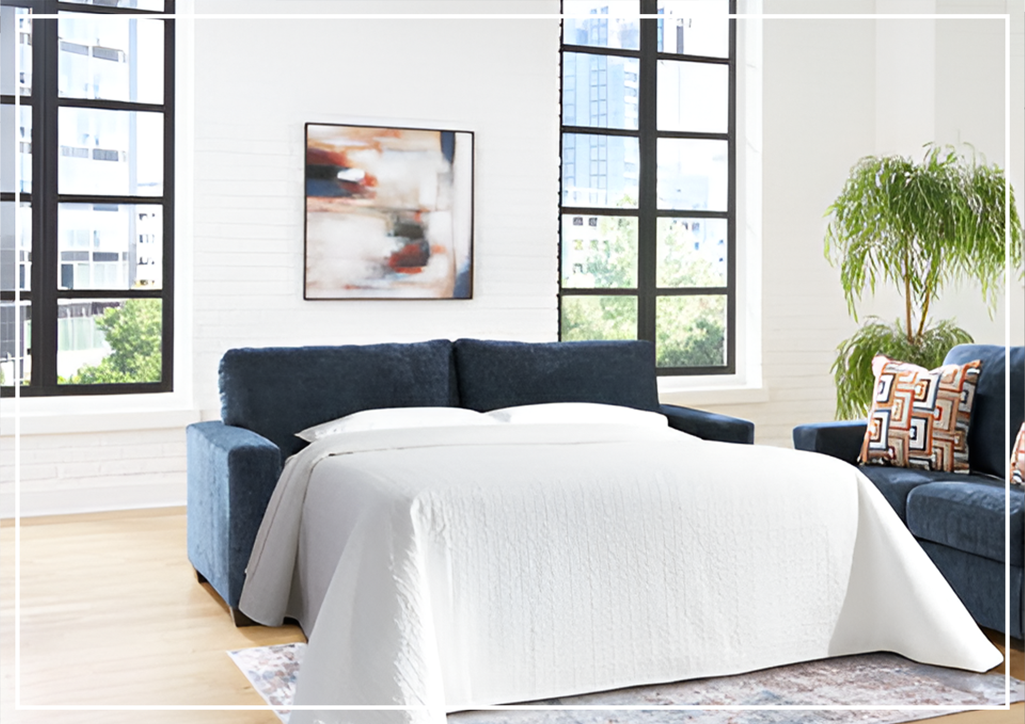 Gio Italia Amalfi Queen Fabric Sleeper Sofa with Accent Pillows - Convertible Bed & Comfortable Seating for Small Spaces, Guest Rooms & Apartments