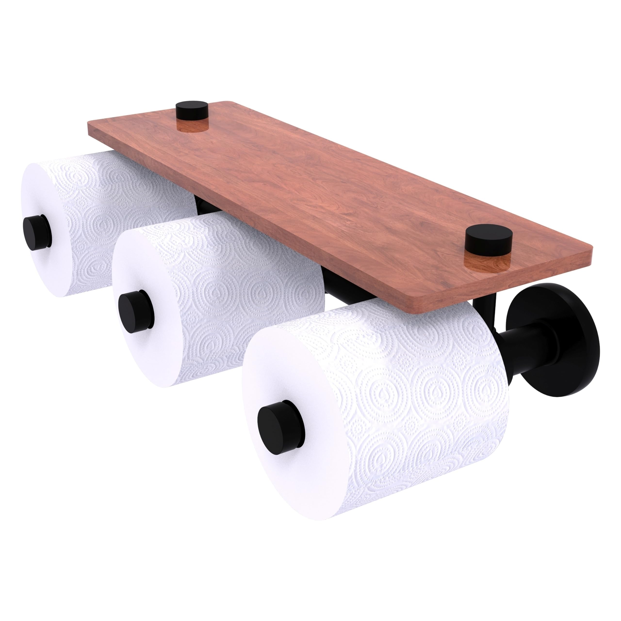 Allied Brass P1000-35-3S-IRW Prestige Skyline 3-Roll Horizontal Wooden Toilet Paper Holder - Matte Black Finish | Bathroom Storage & Organization Solution for Modern Homes
