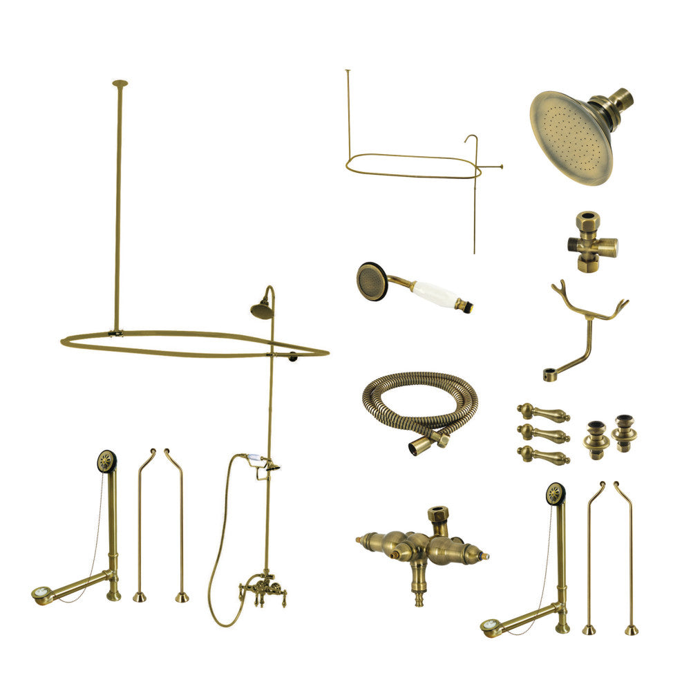 Kingston Brass CCK3185AL Vintage Clawfoot Tub Faucet Set with Down Spout - Antique Style Bathroom Fixture for Classic & Modern Bathrooms