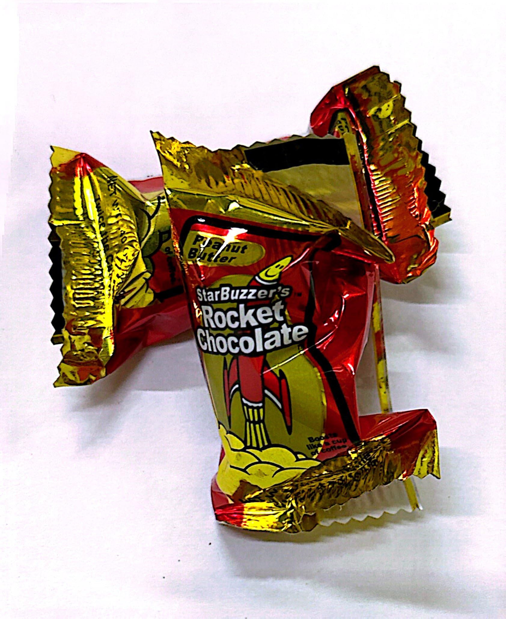 Rocket Chocolate Milk Chocolate Peanut Butter Flavored Caffeinated Chocolate Truffles - 50 Count Mini Bites - Perfect for Energy Boost, Office Snacks & Gift Giving