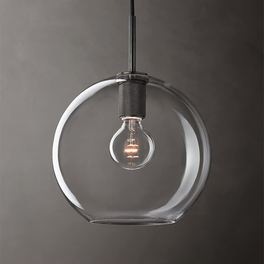 OTTOSON Black Clear Glass Globe Pendant Light Fixture - Industrial Mini Hanging Lamp with Glass Ball Shade for Kitchen Island, Farmhouse, Barn & Dining Room Lighting | Modern Ceiling Decor for Home & Restaurant