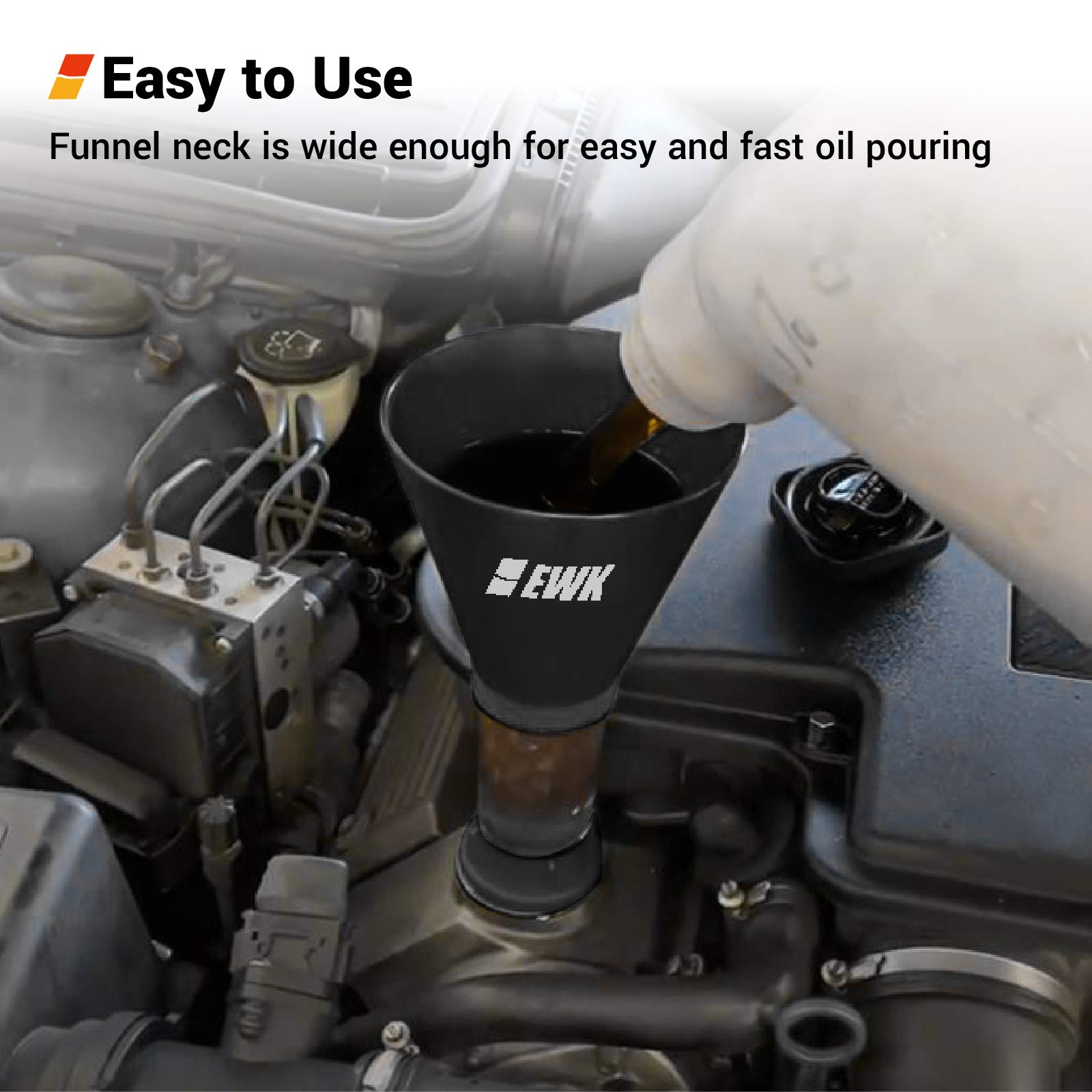 EWK Spill-Proof Threaded Oil Funnel for Subaru Vehicles - Compatible with Threaded Oil Filler Caps - Easy & Clean Oil Change for DIY Car Maintenance