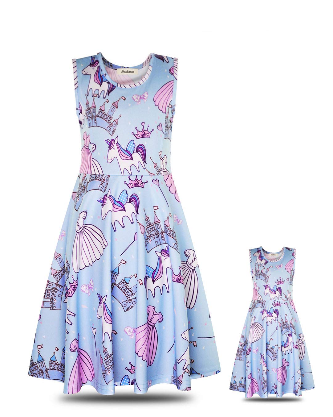 ModaIoo Matching Doll & Girl Dresses - Unicorn Mermaid Butterfly Sleeveless Outfits for Kids & 18