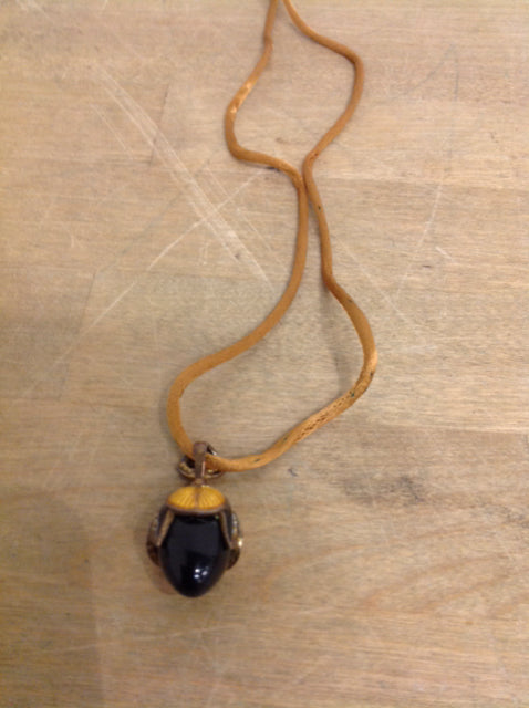 Brown Rope Stone Pendant Necklace - Boho Chic Jewelry for Women, Handmade Natural Beaded Necklace for Casual Wear & Festival Outfits