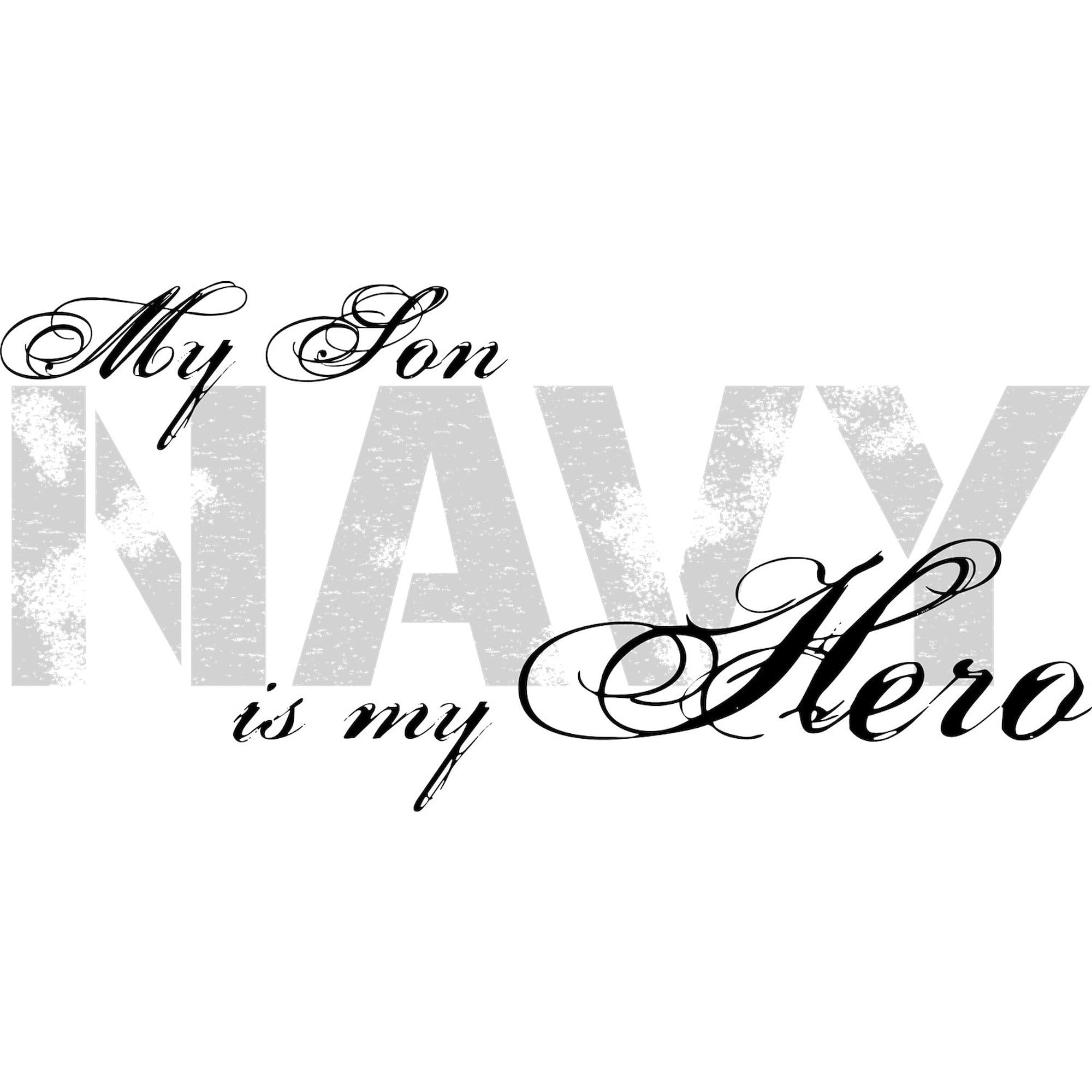 Son Is My Hero Navy Oval Car Bumper Sticker - Waterproof Vinyl Decal for Cars, Laptops, Windows | Father's Day Gift, Proud Parent Car Accessory