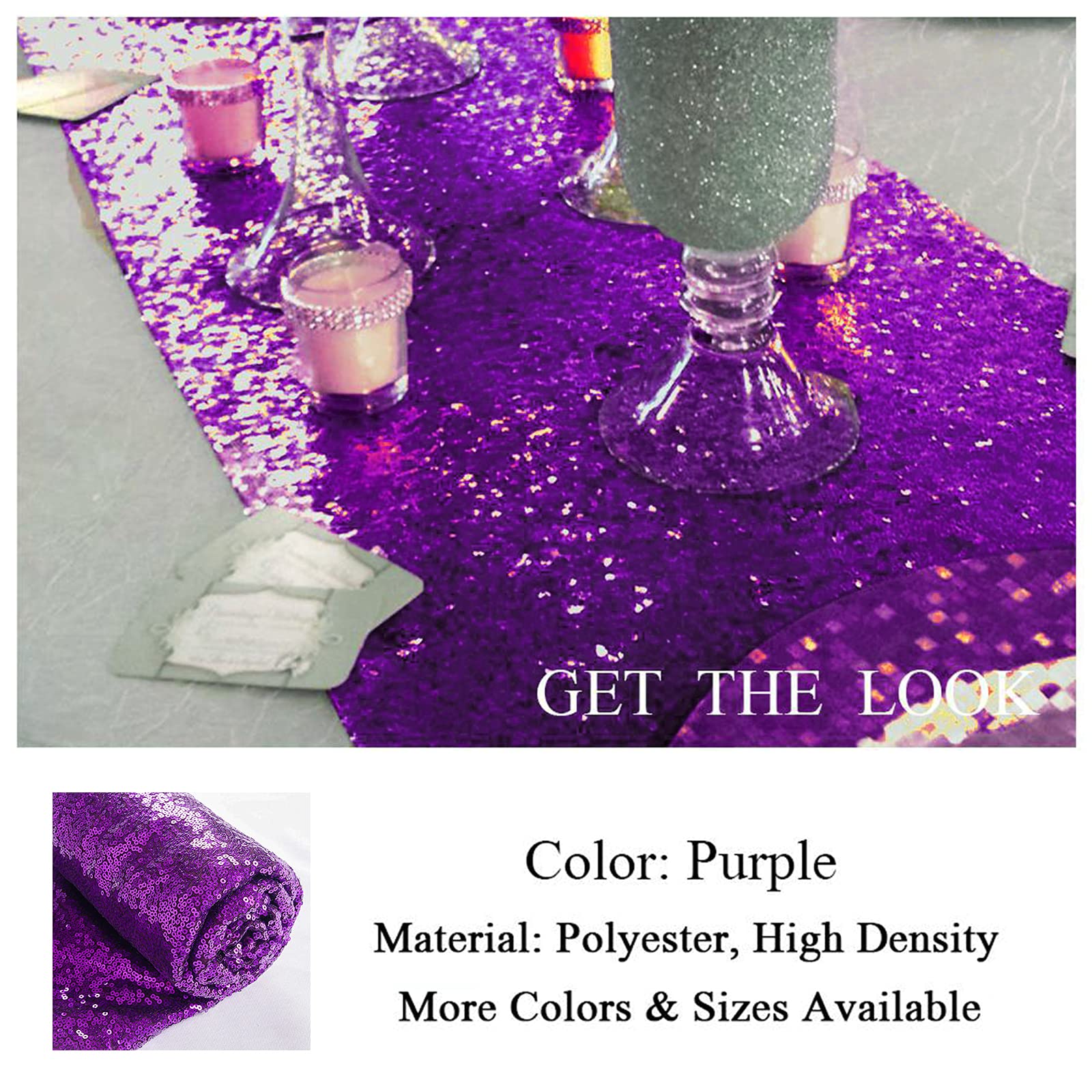 ShinyBeauty 2 Pack Purple Sequin Table Runner 12x72 Inches - Glitter Table Cloth for Birthday, Christmas, Wedding Party Decor - Holiday Table Linen Overlay for Indoor & Outdoor Events - Perfect for Dining Tables, Buffets, and Special Occasions