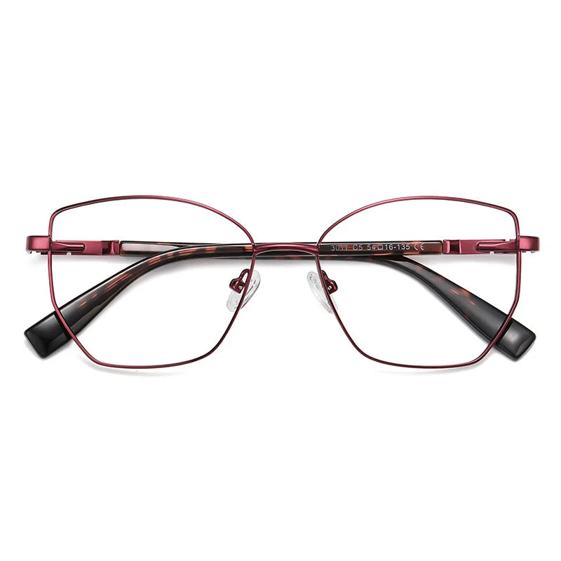 Brightzone Women's Full Rim Square Cat Eye Alloy Eyeglasses Frame 73011 - Stylish & Lightweight for Work, Reading & Fashion Accessories