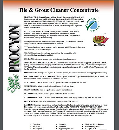 PROCYON Tile, Grout & Stone Cleaner - Heavy Duty Bathroom & Kitchen Cleaner for Ceramic, Porcelain & Natural Stone - Removes Stains, Dirt & Grime - Safe for Daily Use in Showers, Floors & Countertops