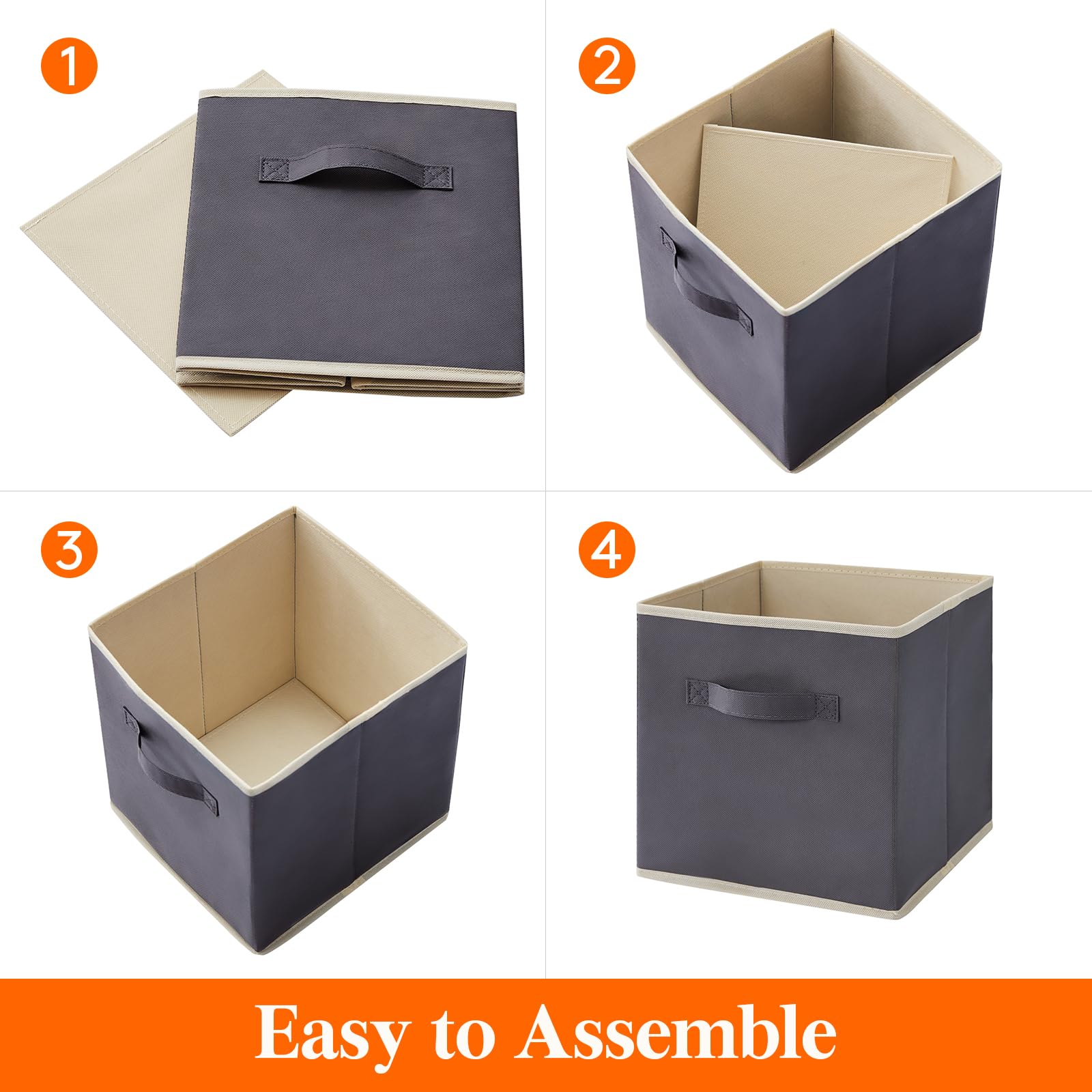 Lifewit 12-Pack 11-Inch Foldable Fabric Storage Cubes with Handles - Grey Closet & Shelf Organizers for Home, Bedroom, Kids Room & Office Organization