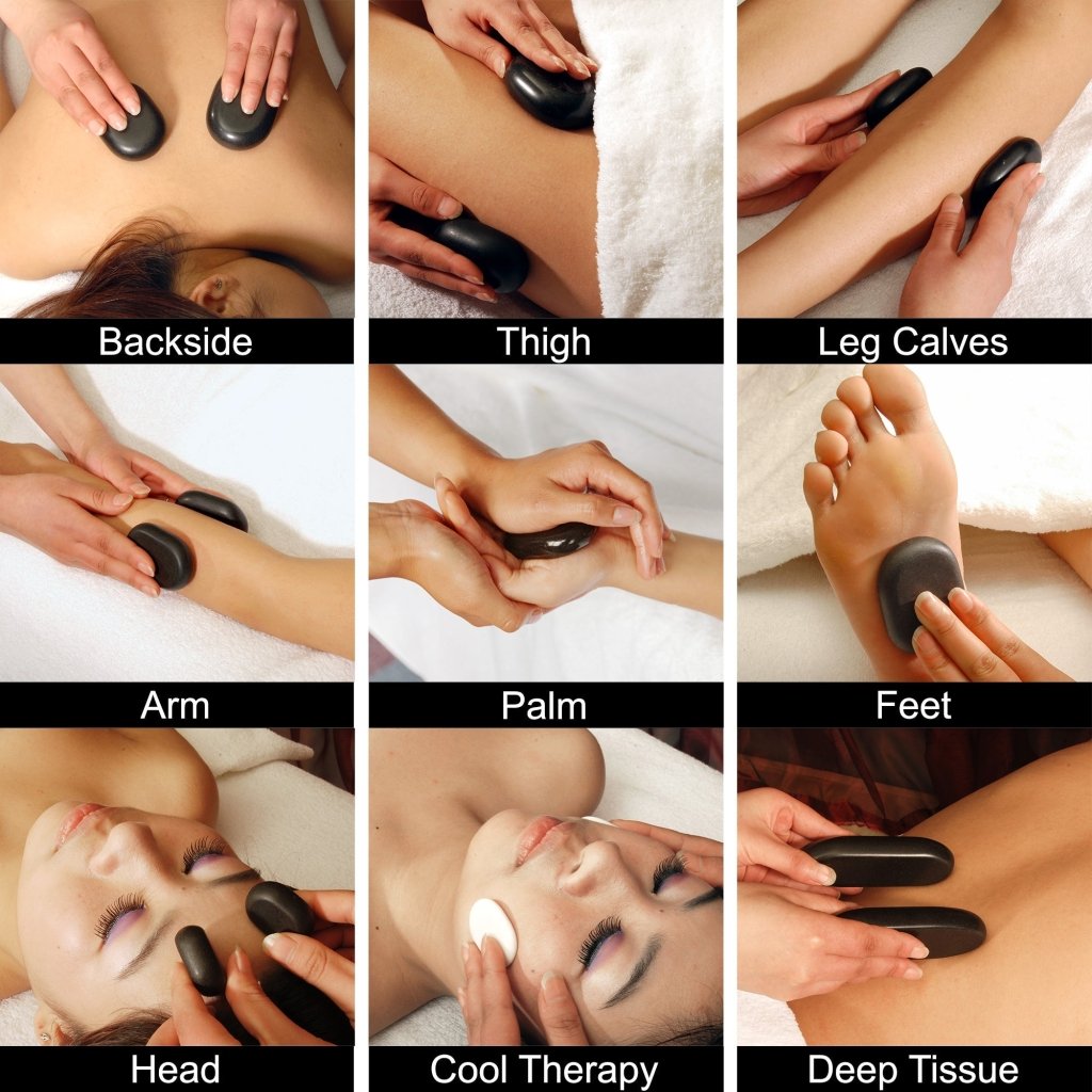 Deluxe 40-Piece Hot Stone Massage Kit with Black Lava Basalt Rocks - Professional Full Body Relaxation for Spa, Home Therapy & Couples Massage