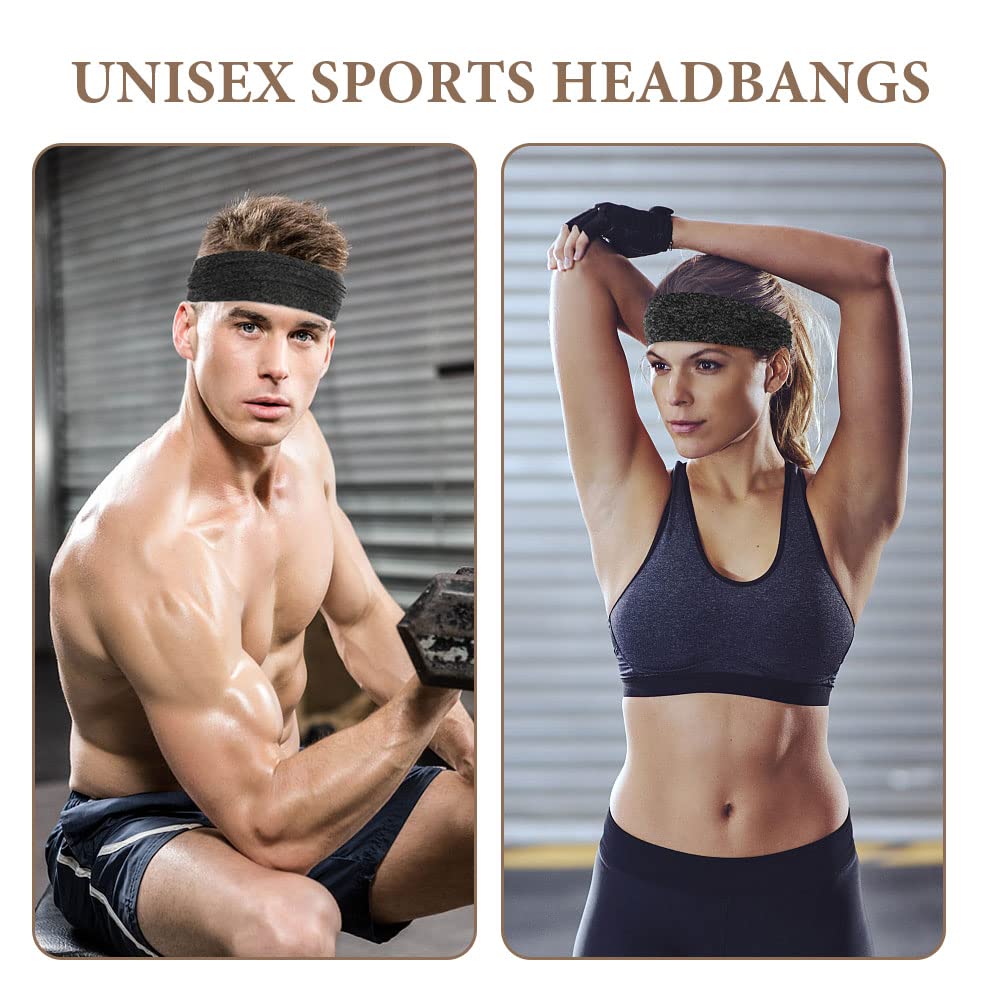 URAQT 4-Pack Unisex Sports Headbands - Breathable Cotton Yoga Headbands for Men & Women - Non-Slip Sweatband for Workout, Running, Cycling & Fitness - Perfect for Yoga, Gym, Tennis & Outdoor Activities