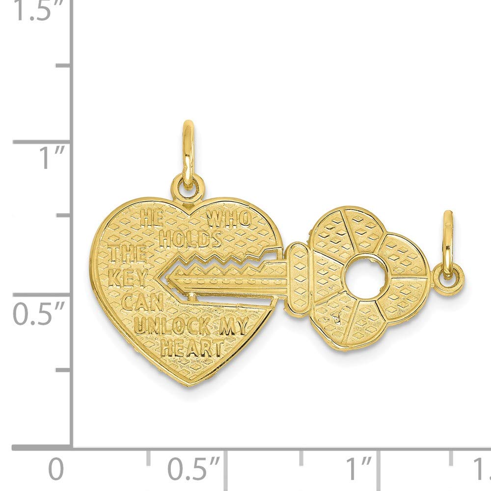 10K Yellow Gold Heart & Key Charm Pendant - Elegant Jewelry for Women - Perfect for Gifts, Anniversaries & Special Occasions
