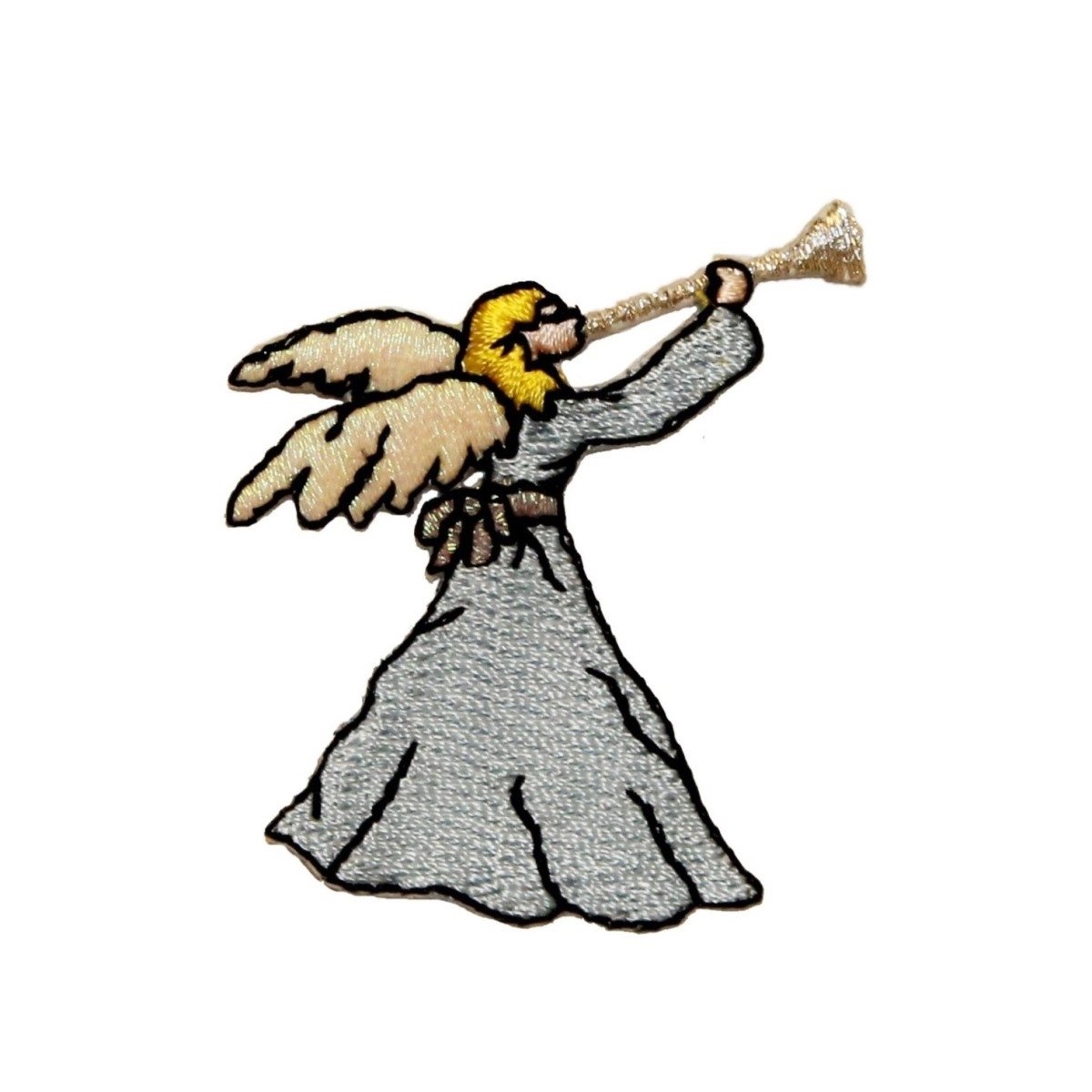 Heaven Angel Blowing Horn Embroidered Iron On Patch - DIY Sewing Applique for Jackets, Hats, Bags & Clothing Decorations