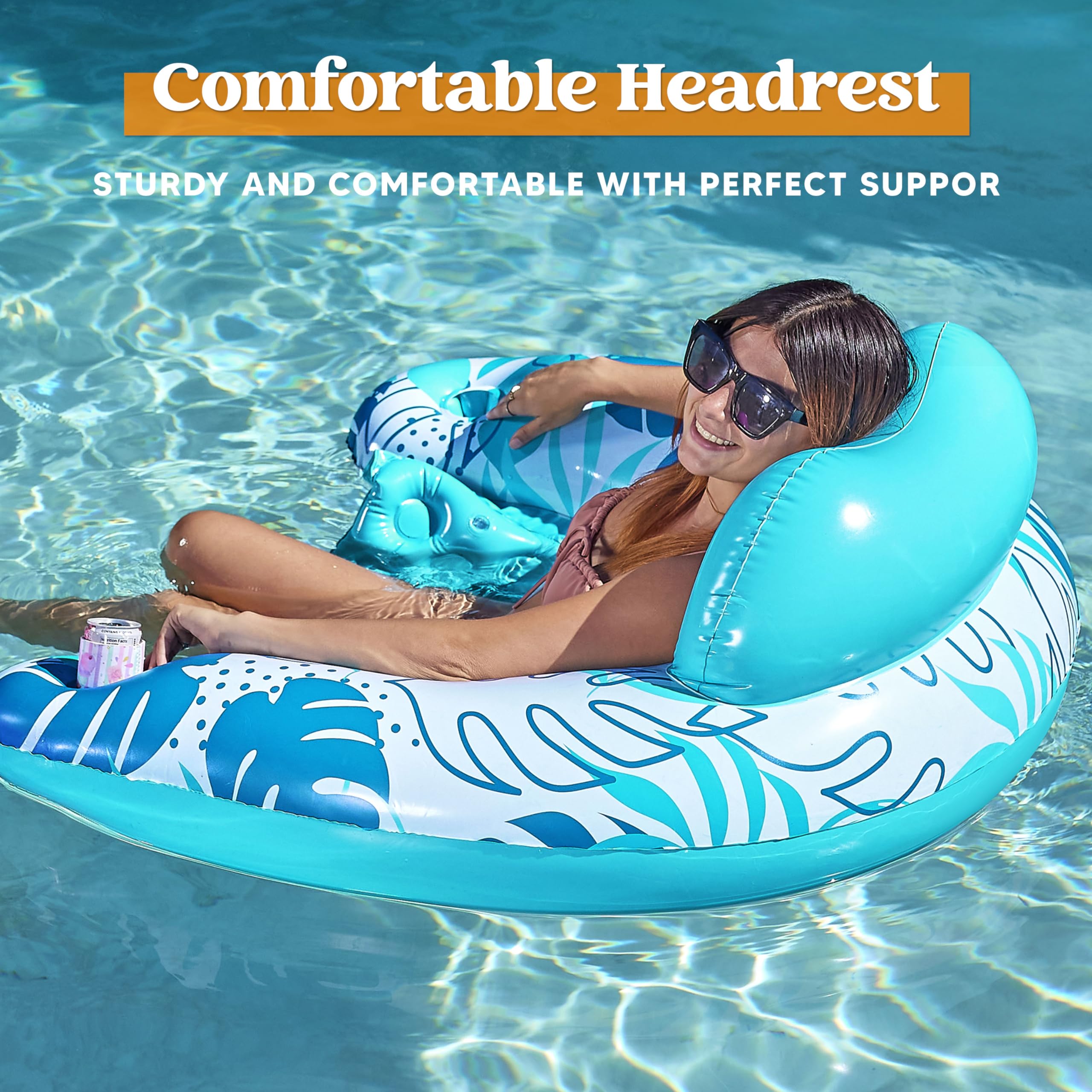 **SLOOSH 2-Pack Inflatable Pool Floats for Adults - Floating Chairs with Cup Holders, Blow Up Hammock Noodle Mat - Summer Water Fun for Pool, Beach, and Swimming Parties**    *(Use Cases: Perfect for relaxing by the pool, floating in the ocean, or lounging at summer parties with friends and family.)*