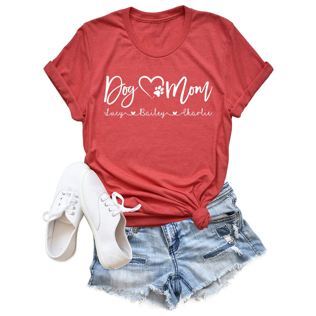 Personalized Dog Mom T-Shirt - Custom Name Funny Dog Lover Shirt for Women - Cute Gift Idea for Pet Owners - Perfect for Birthdays, Mother's Day & Dog Walks