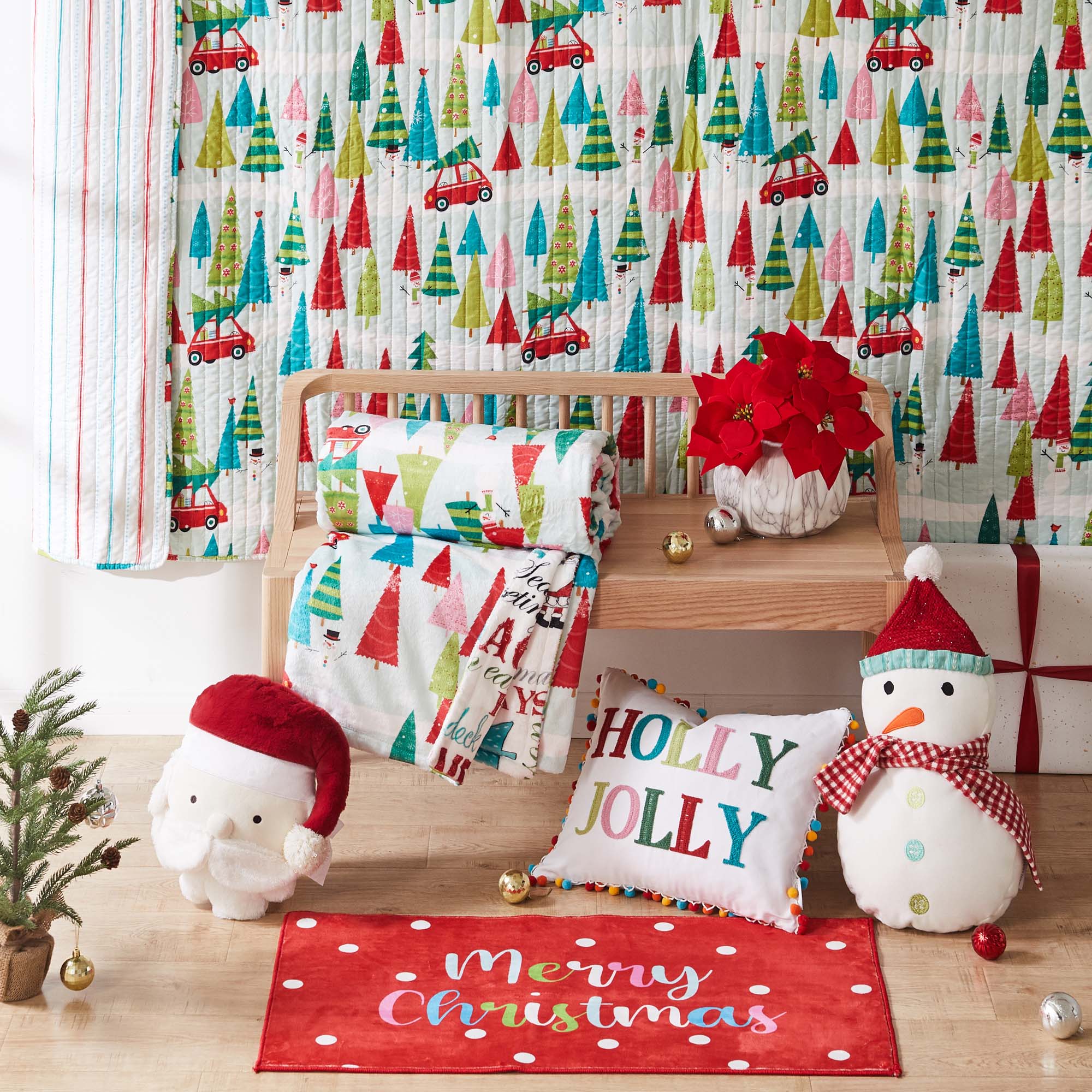 Merry & Bright Holly Jolly Christmas Quilt - Cozy Holiday Bedding for Festive Home Decor