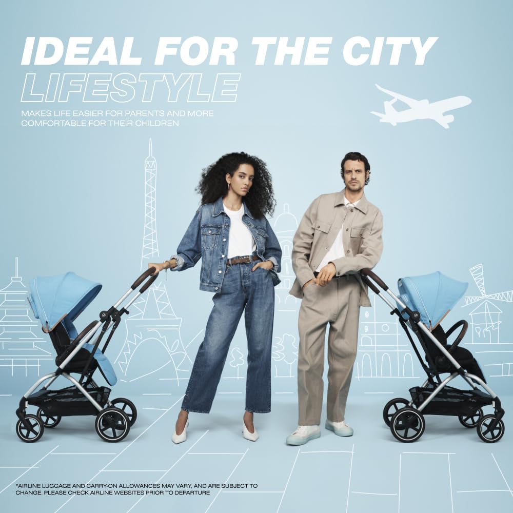 CYBEX Eezy S Twist +2 V2 360° Rotating Baby Stroller for Infants 6 Months+ | Lightweight Compact Travel Stroller | Compatible with CYBEX Car Seats (Fog Grey) | Perfect for Shopping, Travel & City Walks