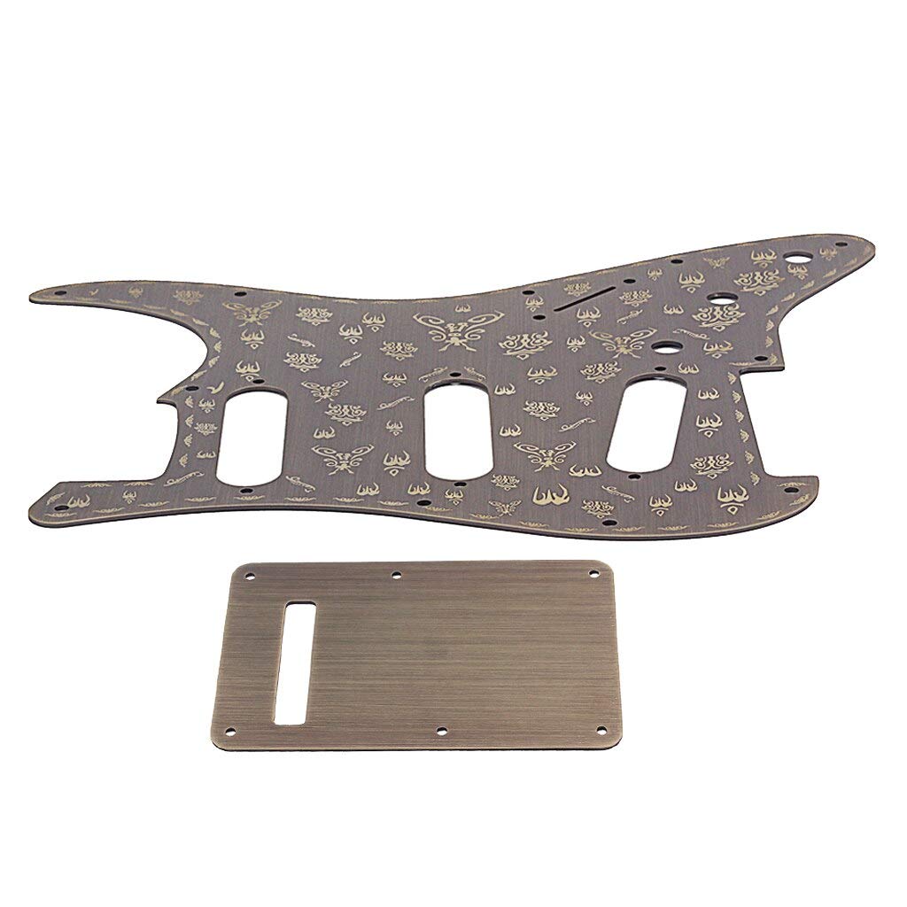 Aluminum Alloy Guitar Pickguard & Backplate Set for ST Style Electric Guitar - Bronze Finish | Scratch Protection & Enhanced Aesthetics for Performances & Studio Recordings