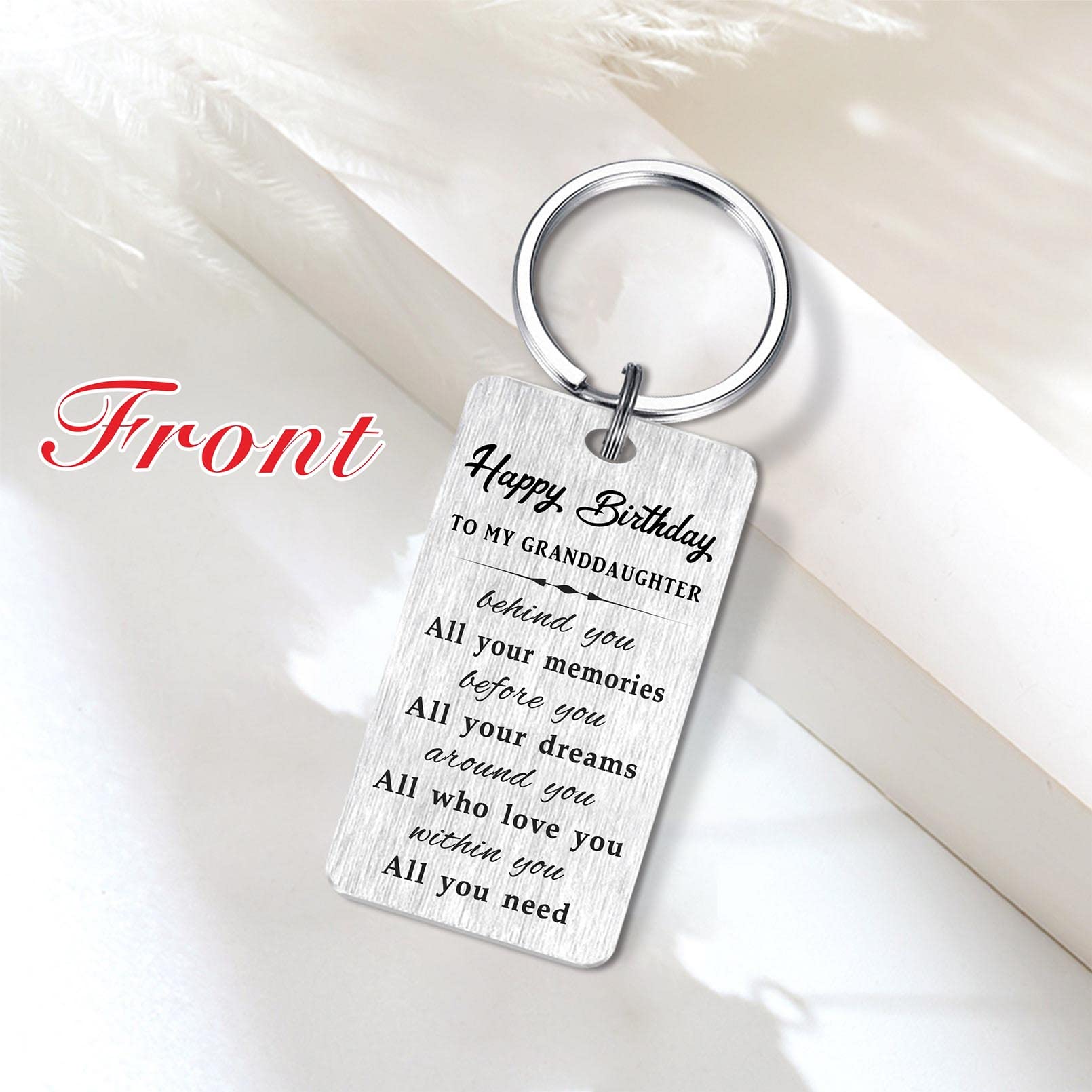 Personalized Granddaughter Birthday Keychain - Engraved Happy Birthday Gift for Granddaughter - Perfect for Birthdays, Graduation & Special Occasions