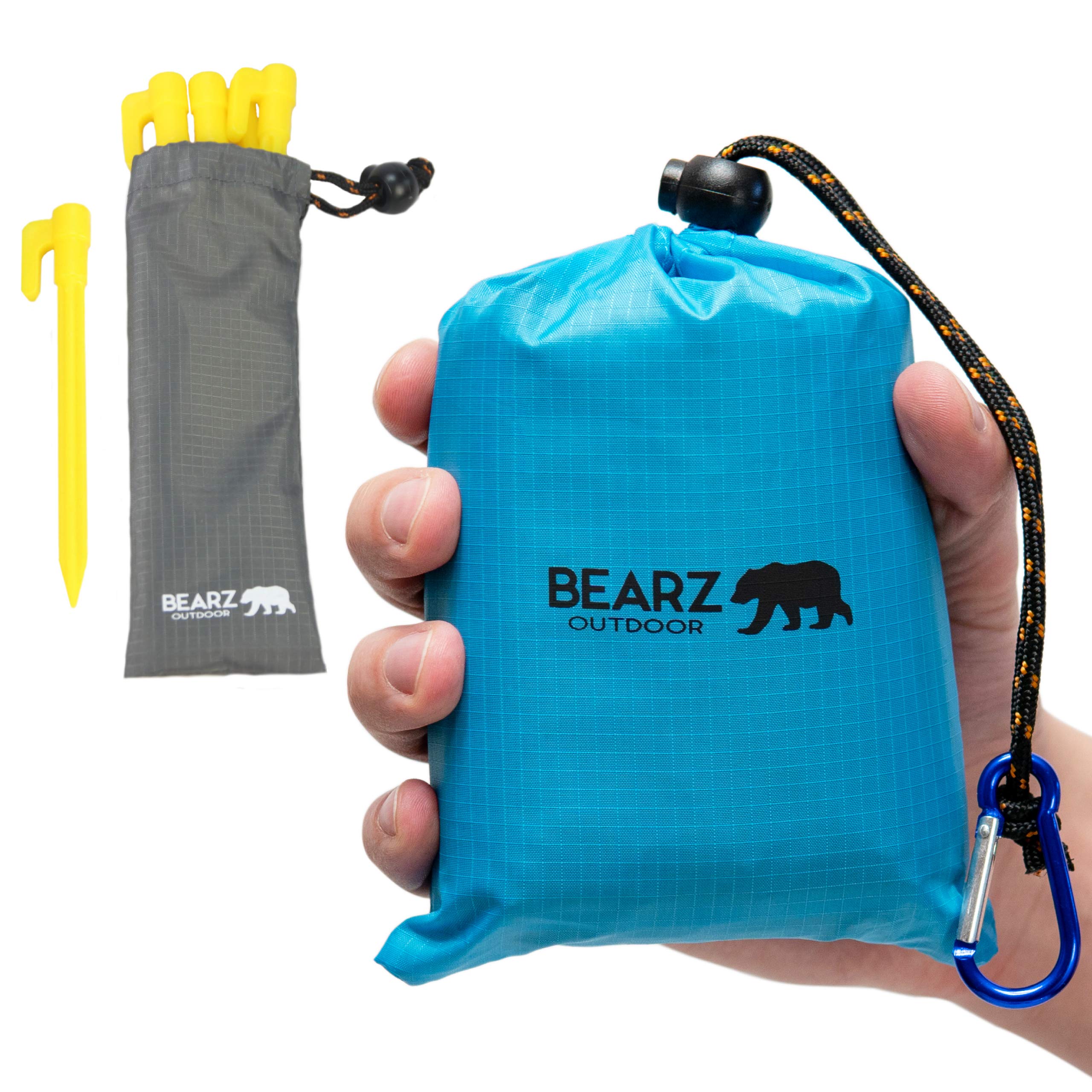 **Waterproof Pocket Picnic Blanket with Stakes - Portable Travel & Beach Mat for Outdoor Camping, Picnics, Hiking - Lightweight, Durable & Sand-Resistant (Blue)**    *Perfect for beach outings, park picnics, camping trips, hiking adventures, and outdoor concerts.*