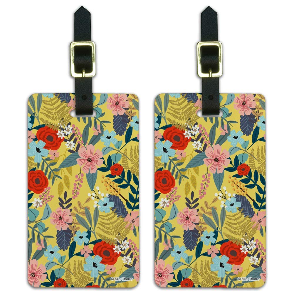Laila Floral Pattern Luggage ID Tags - Waterproof Suitcase Name Tags for Travel (Set of 2) | Perfect for Carry-On Bags, Backpacks & Checked Luggage Identification
