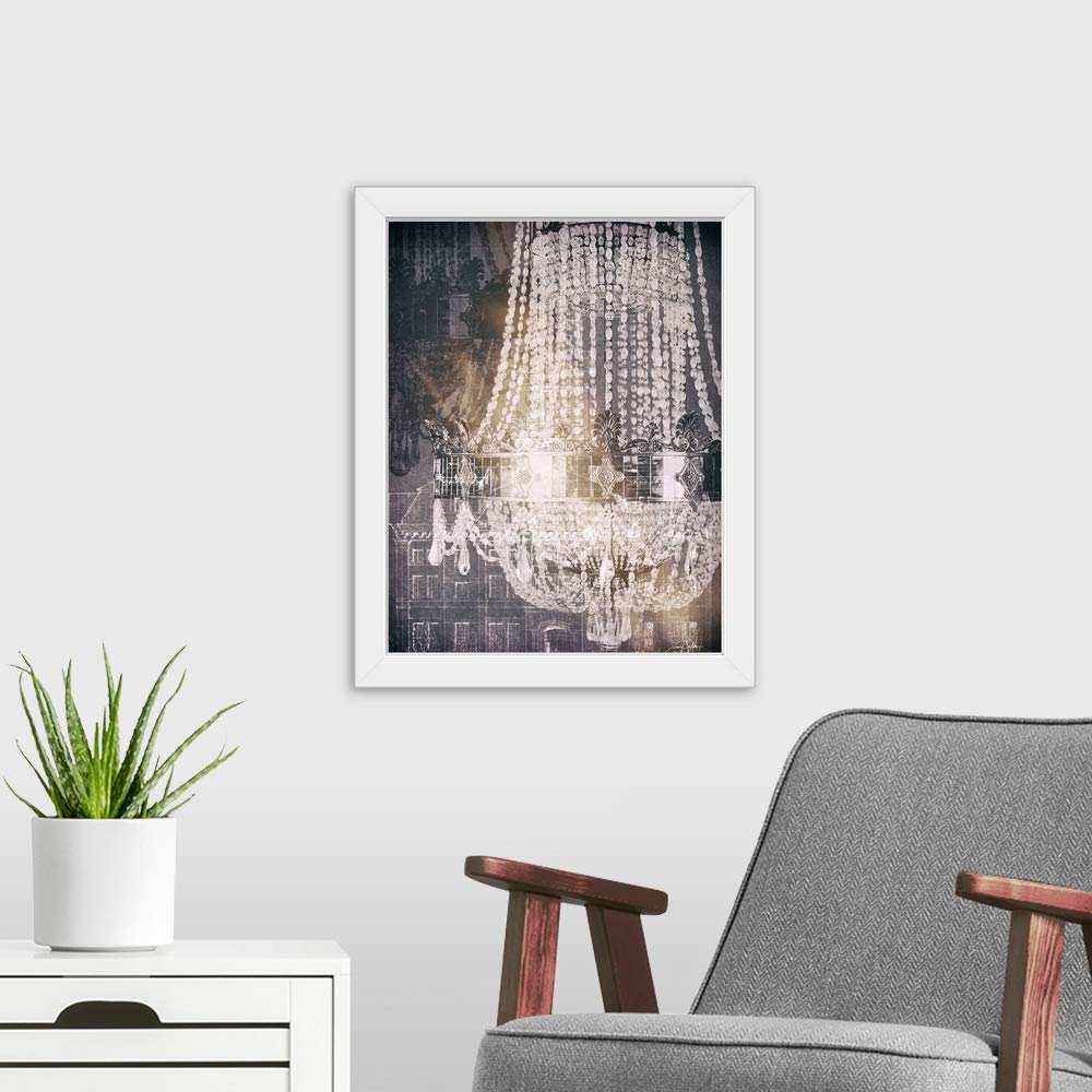 White Framed Chandelier Art Print - Elegant Wall Decor for Living Room, Bedroom & Dining Room - Perfect Home Decoration & Gift Idea