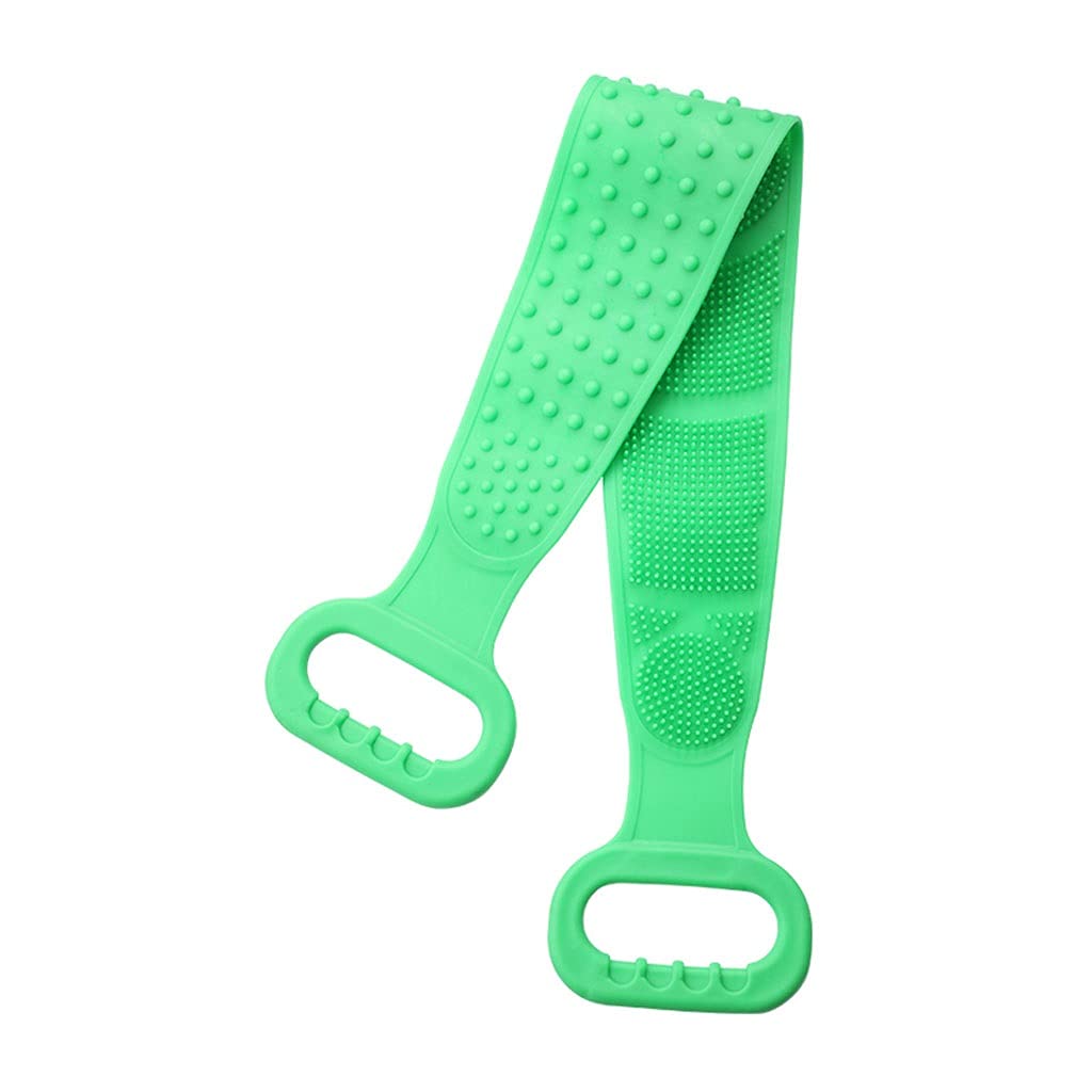 Exfoliating Silicone Body Scrubber with Handle - Soft Back Scrub Towel for Men & Women - Extra Long Bath Brush for Deep Cleansing & Dead Skin Removal (Green) | Perfect for Shower, Spa & Sensitive Skin Care