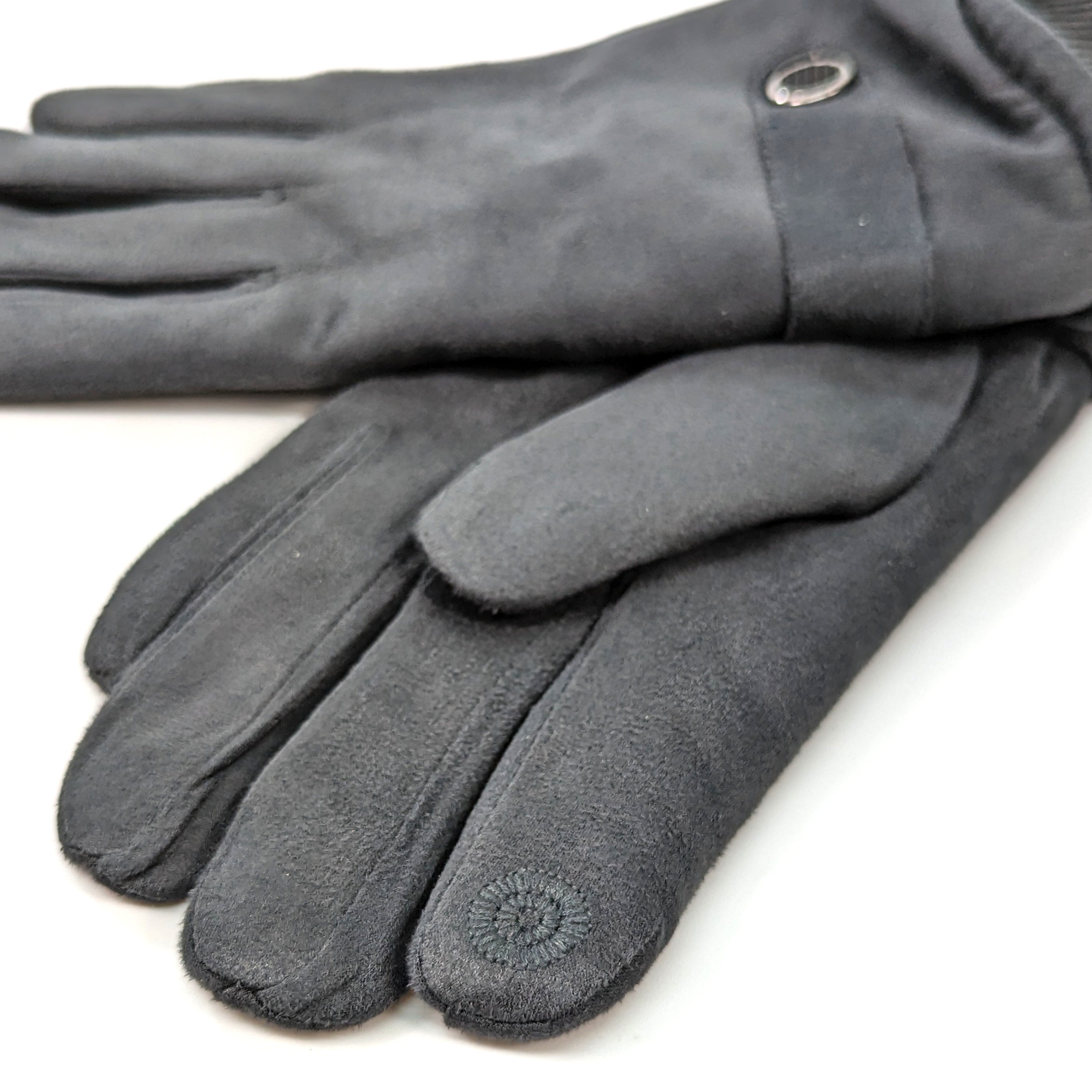 Unisex Stylish Button Detail Gloves - Dark Grey - Perfect for Winter Fashion & Outdoor Activities