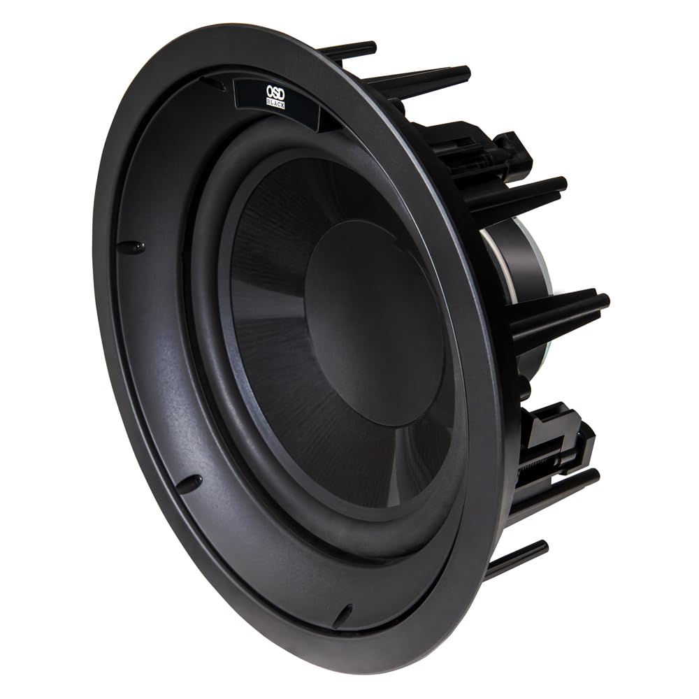 OSD Black 10-Inch In-Ceiling Subwoofer with Long Excursion Graphite Woofer - 200W Power with Ceiling Bracket - Perfect for Home Theater, Dolby Atmos Systems & Multi-Room Audio
