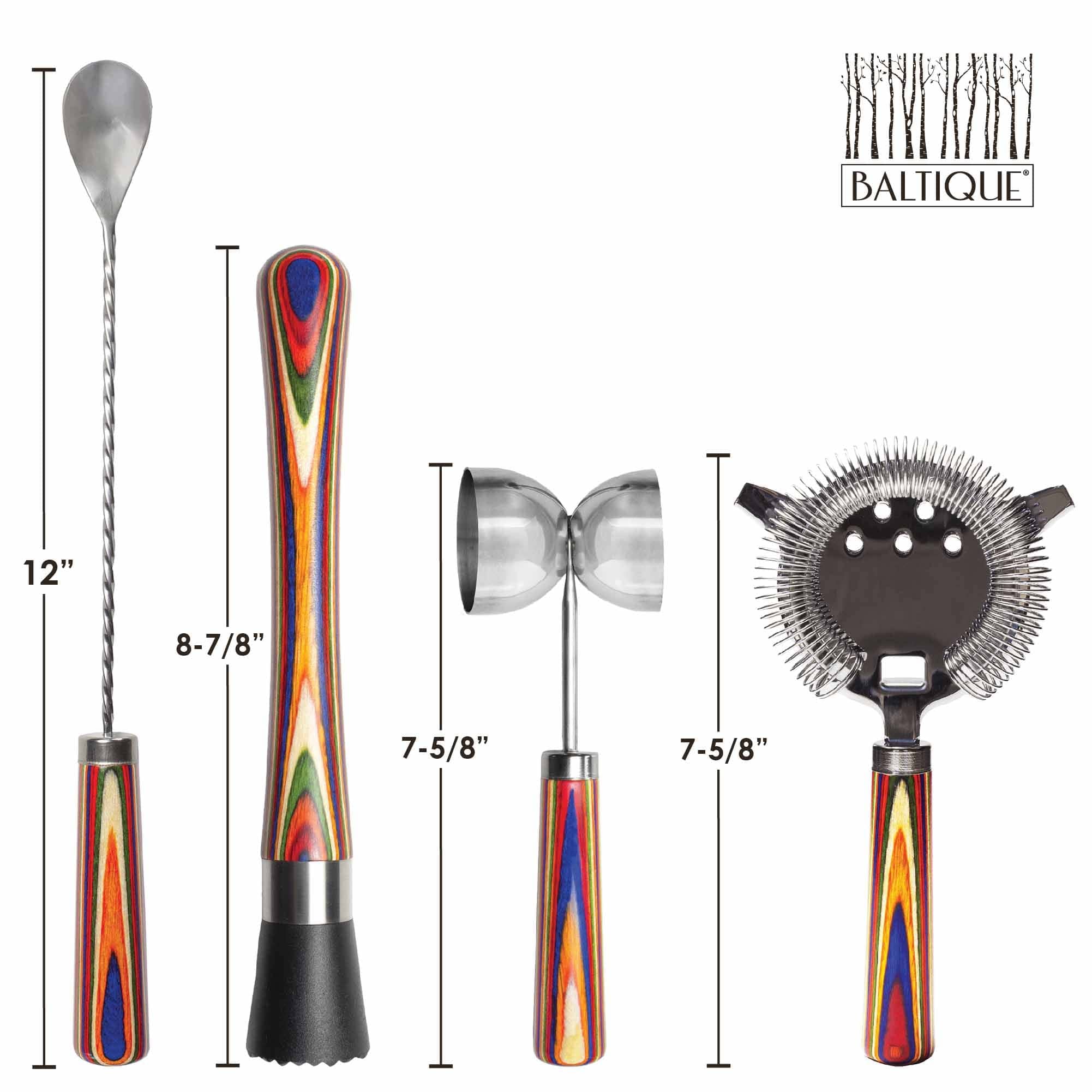 Baltique® Marrakesh Collection 4-Piece Bartending Kit - Premium Cocktail Shaker Set with Strainer & Jigger - Perfect for Home Bars, Cocktail Parties & Professional Mixologists