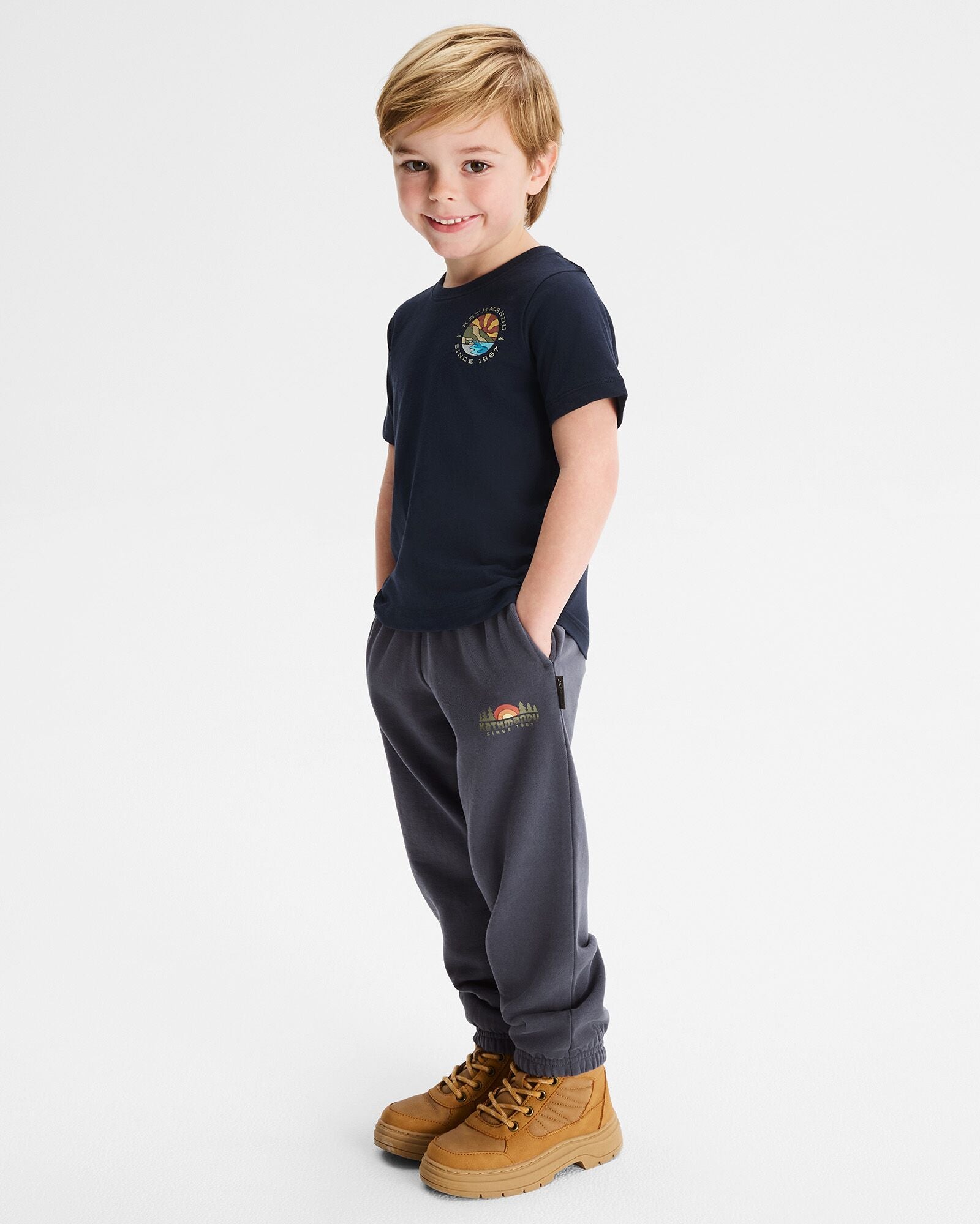 Organic Cotton Kids' Sunburst T-Shirt - Pure Navy Blue | Soft & Comfortable Casual Wear for Boys & Girls | Perfect for Playdates, School & Outdoor Activities