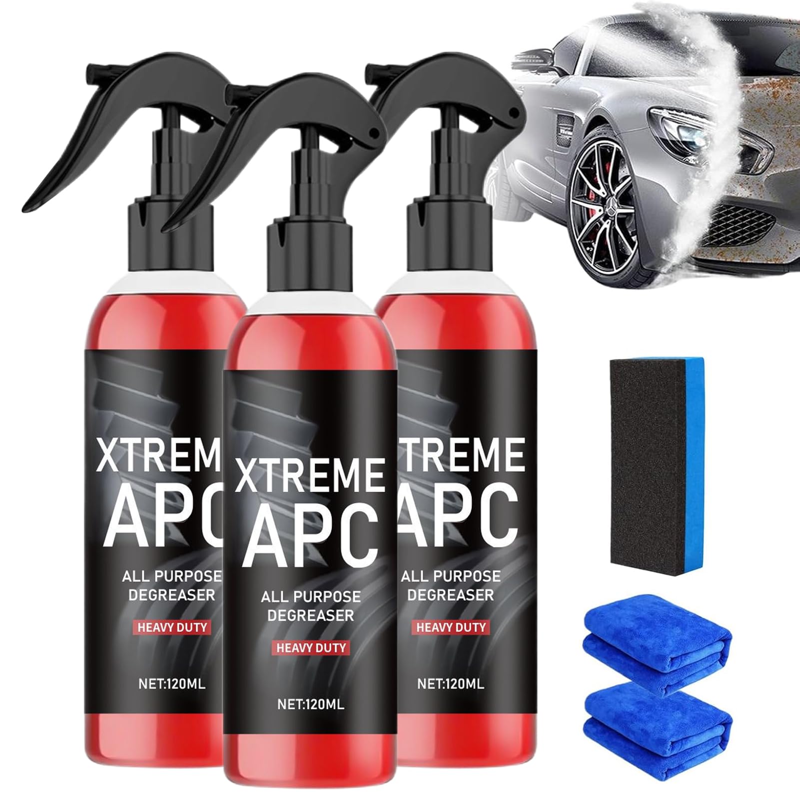 Xtreme APC Cleaner Degreaser - All Purpose Heavy Duty Cleaner for Cars, Bathrooms & Furniture | Gentle Yet Powerful Formula (3-Pack) | Perfect for Auto Detailing, Kitchen Deep Cleaning & Home Maintenance
