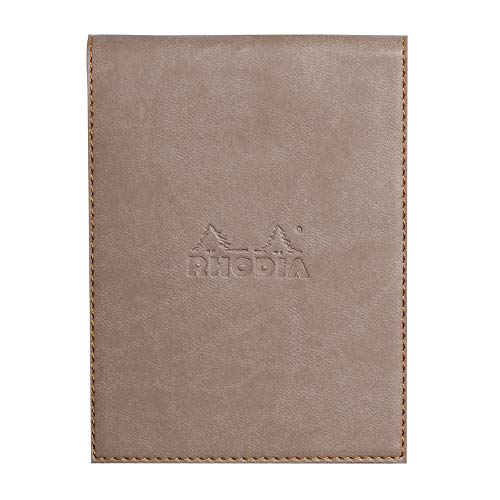 Premium Rhodia Rhodiarama 95 x 130 mm Lined Notepad with Leather Cover - Taupe Brown | Perfect for Journaling, Note Taking & Office Use