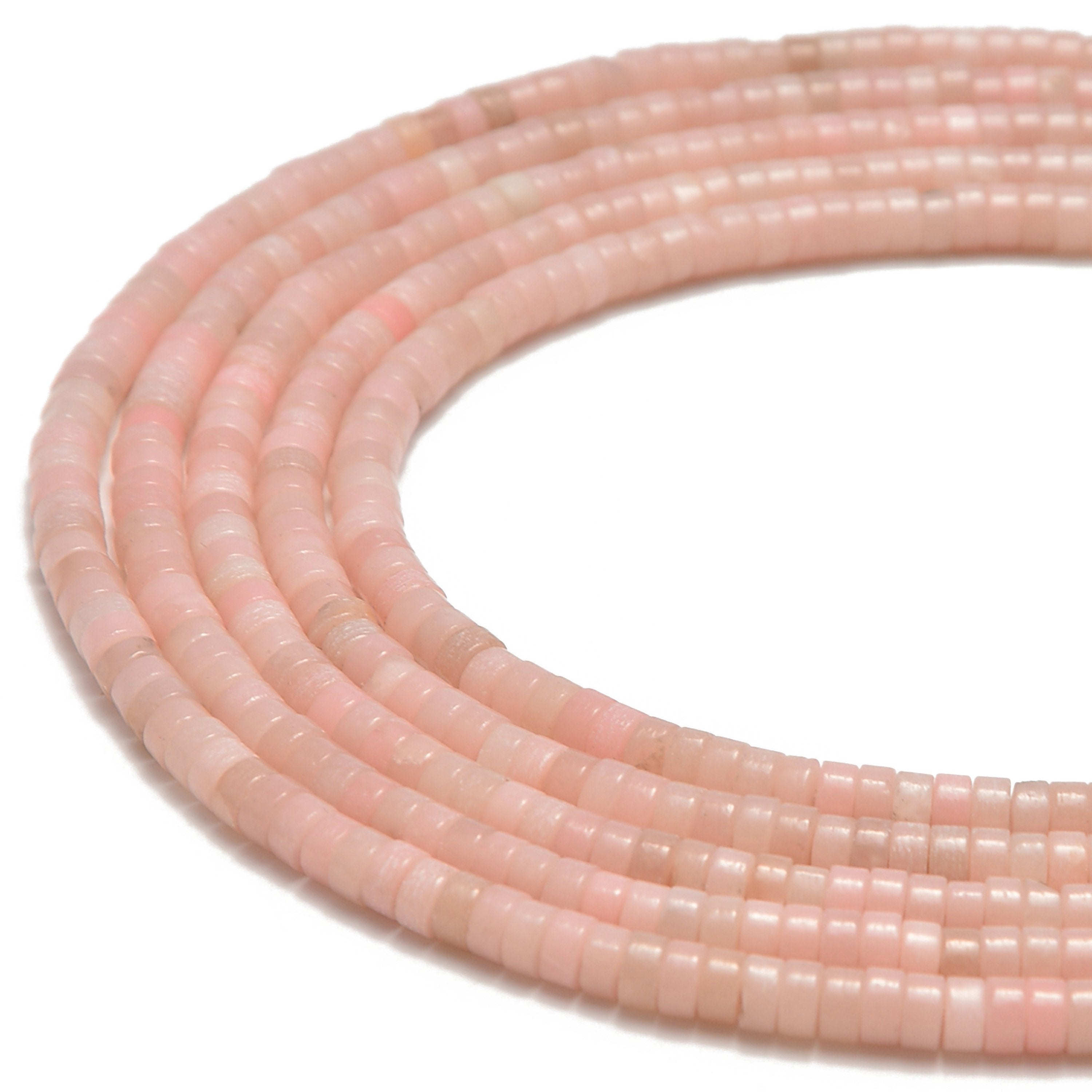 Natural Pink Opal Heishi Beads 2x4mm Rondelle Discs - 15.5