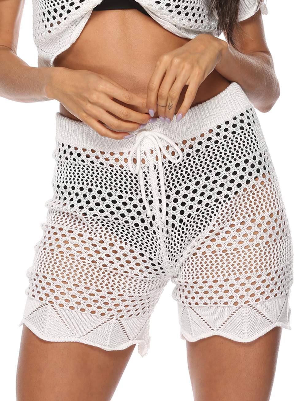 Kistore Women's Crochet Net Hollow Out Beach Pants - Sexy Swimsuit Cover Up Pants for Summer Vacation, Pool Party & Boho Fashion