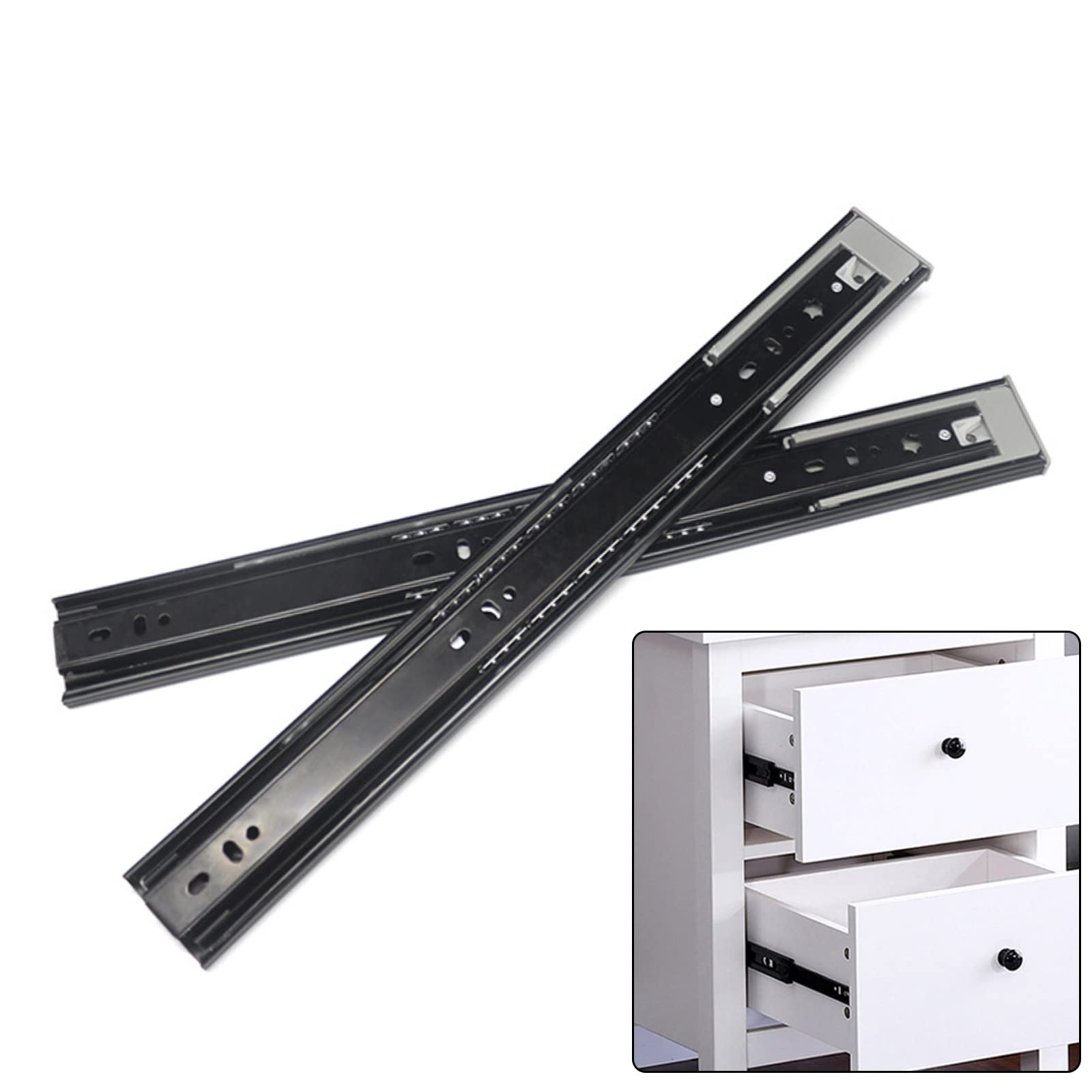 Heavy Duty Ball Bearing Drawer Slides with Soft Close - 500mm (20 Inch) Telescopic Side Mount Slides for Cabinets, Lockers & Keyboard Shelves - Ultra Quiet Smooth Gliding for Home Office & Workshop Organization