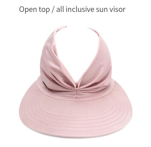UV Protection Wide Brim Sun Hat for Women - Breathable Empty Top Beach Visor, Adjustable Sunshade Headband Elastic Cap - Perfect for Beach, Pool, Hiking & Outdoor Activities