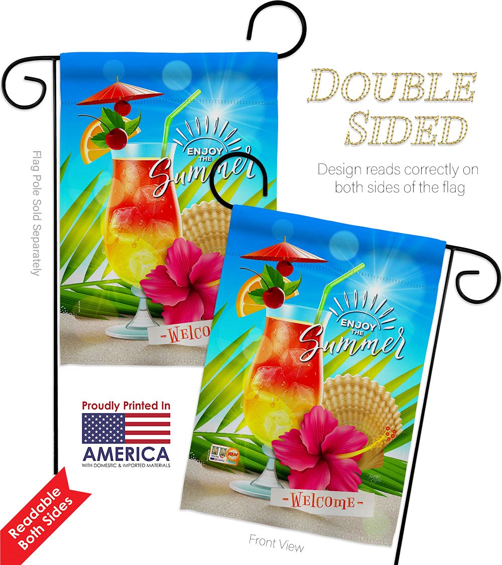 Summer Welcome Garden Flag Set - Beach & Pool Decor for Outdoor Parties