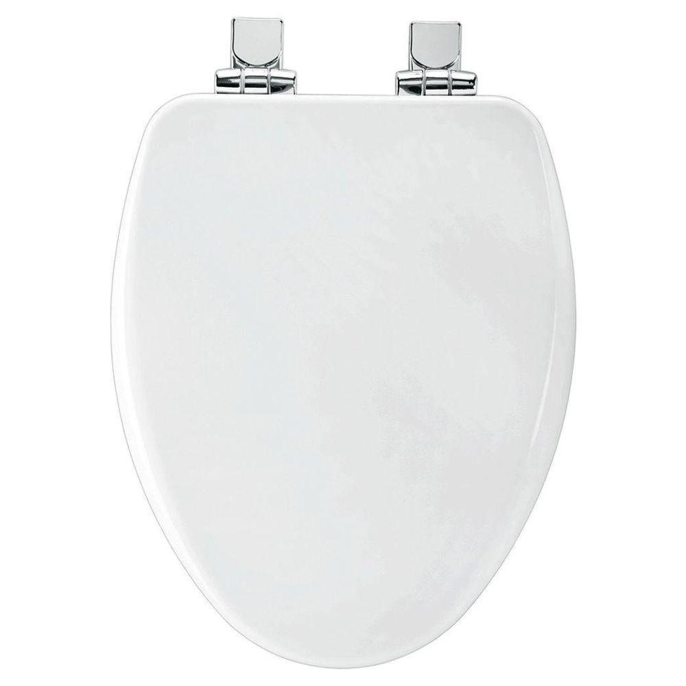 Bemis Slow Close Elongated Toilet Seat with Closed Front - White 588548 | Durable & Quiet Soft Close Design for Bathroom, Home & Commercial Use