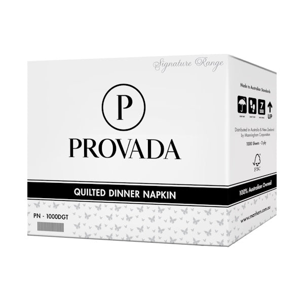 Provada Quilted 2-Ply Dinner Napkins - Premium Cotton Table Napkins for Fine Dining, Restaurants & Elegant Dinner Parties - Set of 12 (White)