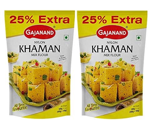 Gajanand Nylon Khaman Instant Mix - Authentic Gujarati Gram Flour Snack | Ready to Cook Spongy Steamed Dhokla | Healthy Vegetarian Breakfast Starter | No Preservatives, 500g | Perfect for Quick Meals, Party Appetizers & Indian Cuisine Lovers