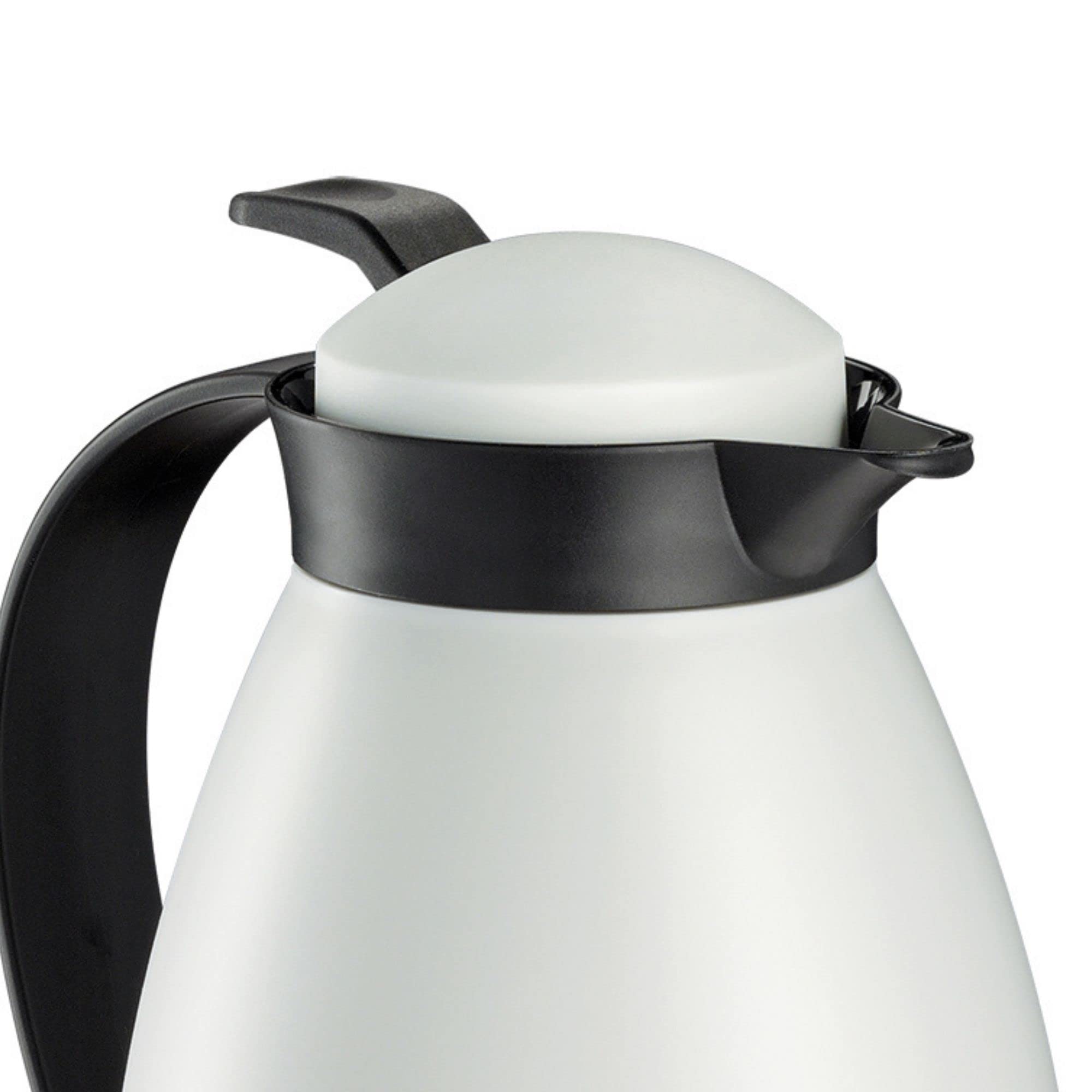 Cilio Imola 34oz Insulated Beverage Server with Glass Liner - White Coffee Thermos Carafe for Hot & Cold Drinks - Perfect for Coffee Stations, Tea Parties, Office Use & Catering Events