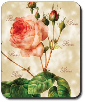 Redoute Roses Art Plates Mouse Pad - Floral Design for Office & Home Computer Desk Accessories