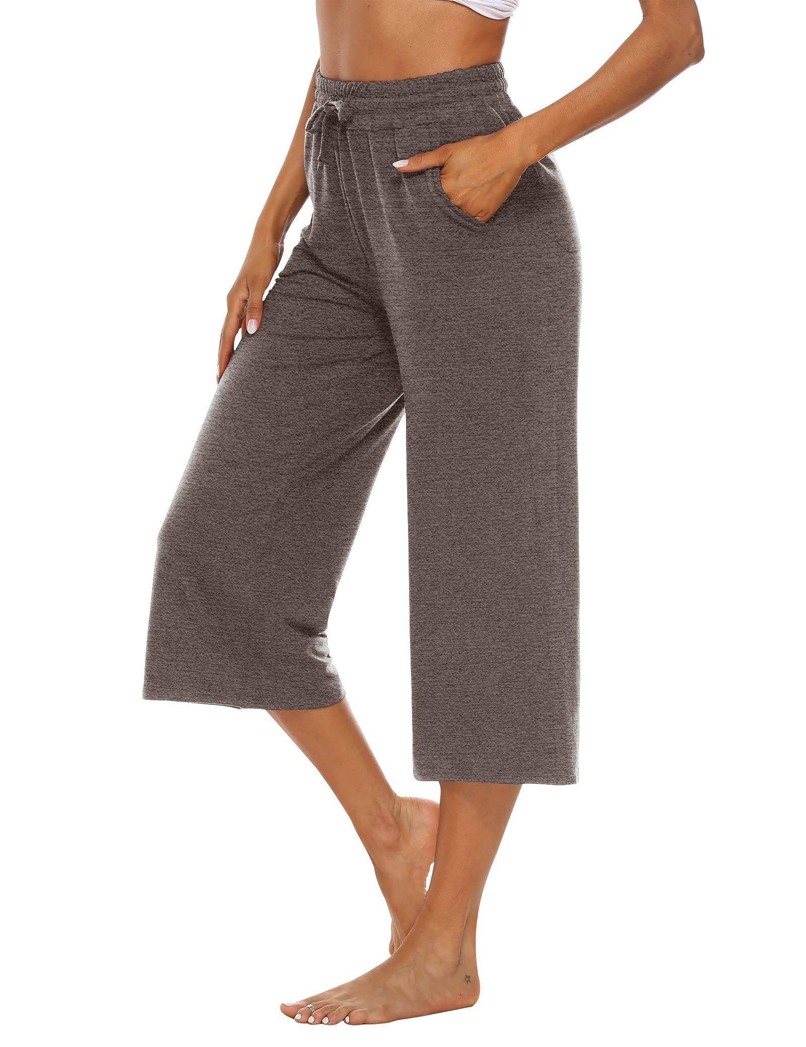 OYANUS Women's Casual Summer Capris - Loose Fit, Comfy Drawstring Wide Leg Pants with Pockets | Perfect for Yoga, Travel & Everyday Wear
