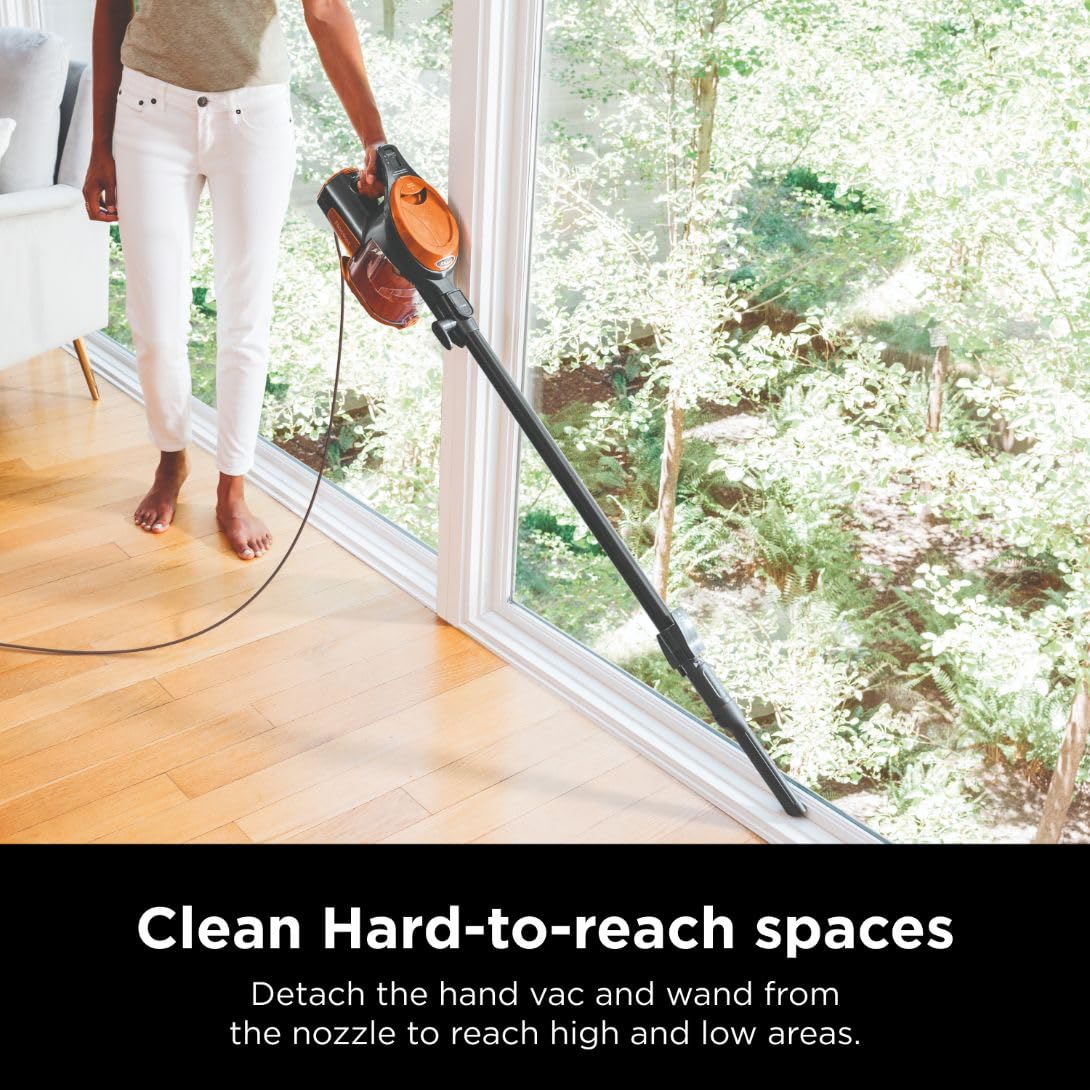 Shark Rocket HV301 Ultra-Light Corded Bagless Vacuum Cleaner for Carpet & Hard Floor - Powerful Suction, Swivel Steering, Gray/Orange - Perfect for Home, Apartment, Pet Hair & Car Cleaning